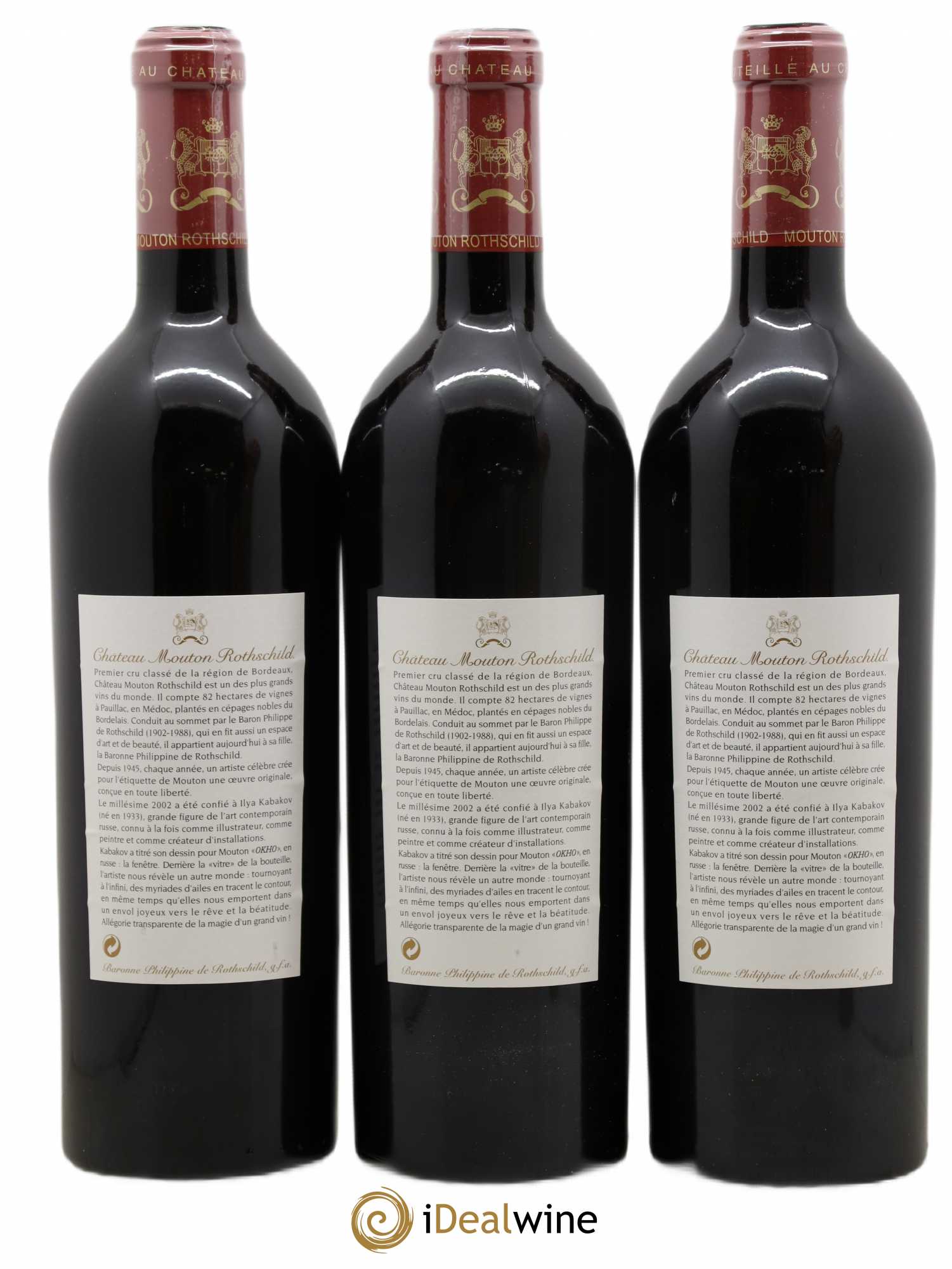 Château Mouton Rothschild 1er Grand Cru Classé 2002 - Lot de 3 bouteilles - 1