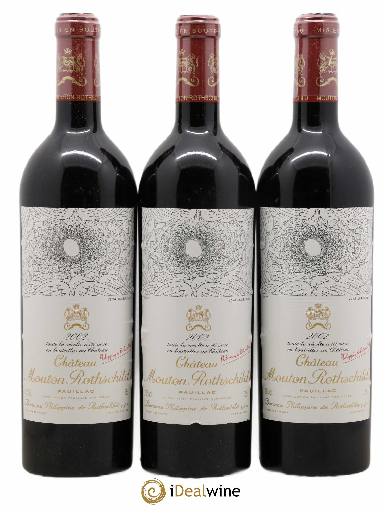 Château Mouton Rothschild 1er Grand Cru Classé 2002 - Lot de 3 bouteilles - 0