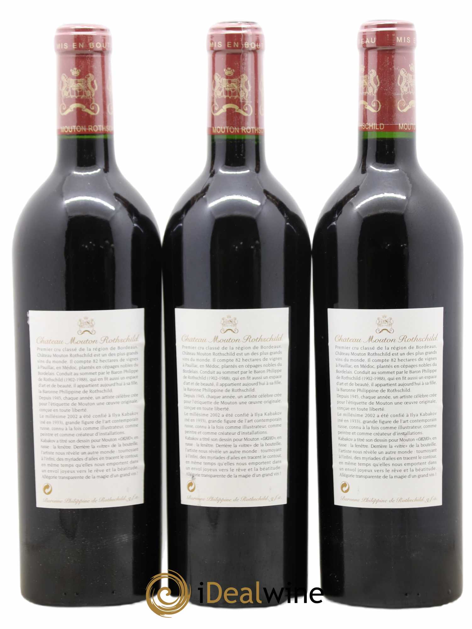 Château Mouton Rothschild 1er Grand Cru Classé 2002 - Lot de 3 bouteilles - 1