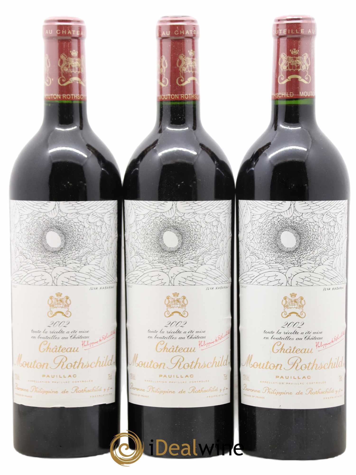 Château Mouton Rothschild 1er Grand Cru Classé 2002 - Lot de 3 bouteilles - 0