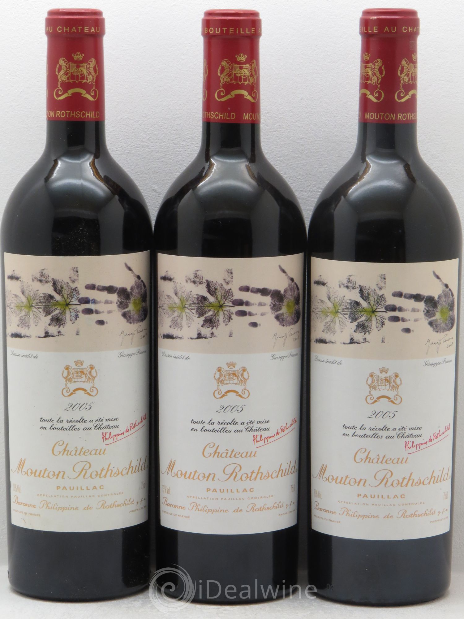 Château Mouton Rothschild 1er Grand Cru Classé 2005 - Lot de 3 bouteilles - 0