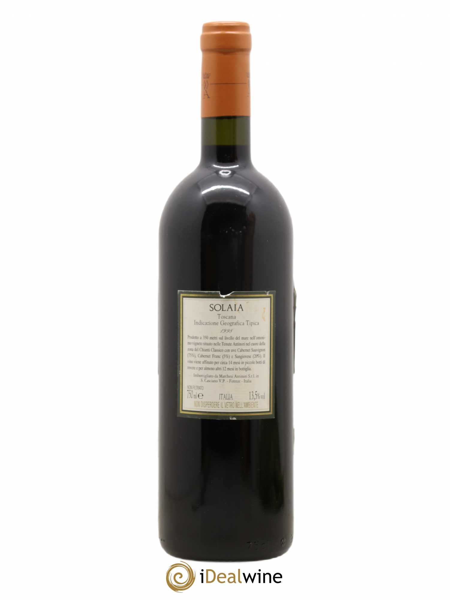 Toscana IGT Solaia Tenuta Tignanello - Marchesi Antinori 1998 - Lot de 1 bouteille - 1
