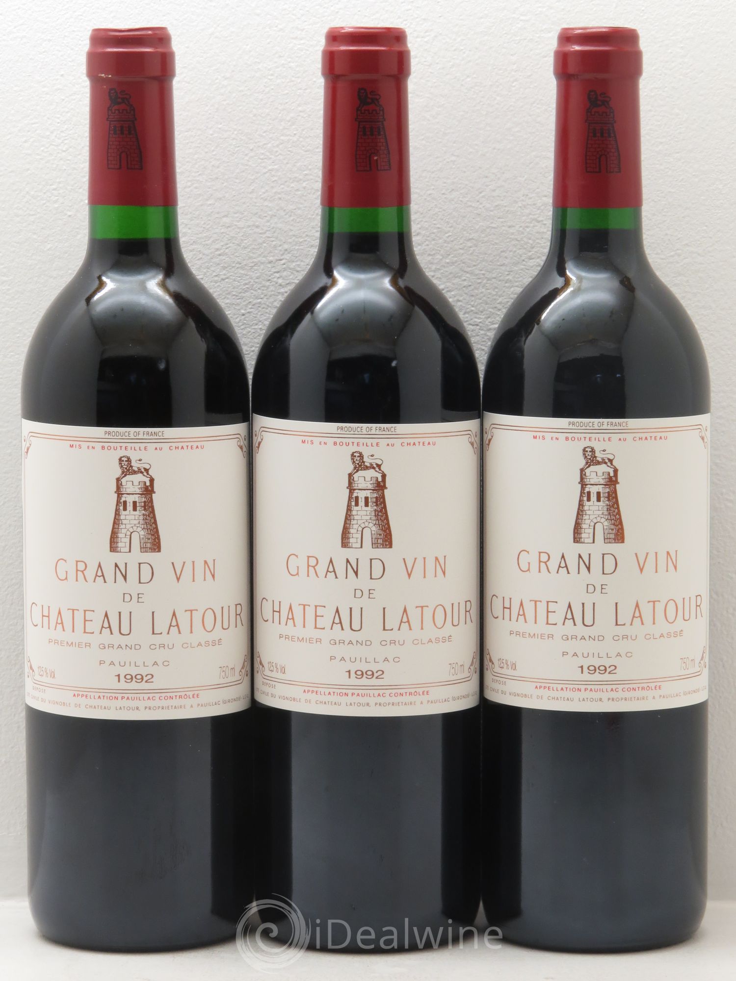 Château Latour 1er Grand Cru Classé 1992 - Lot de 3 bouteilles - 0