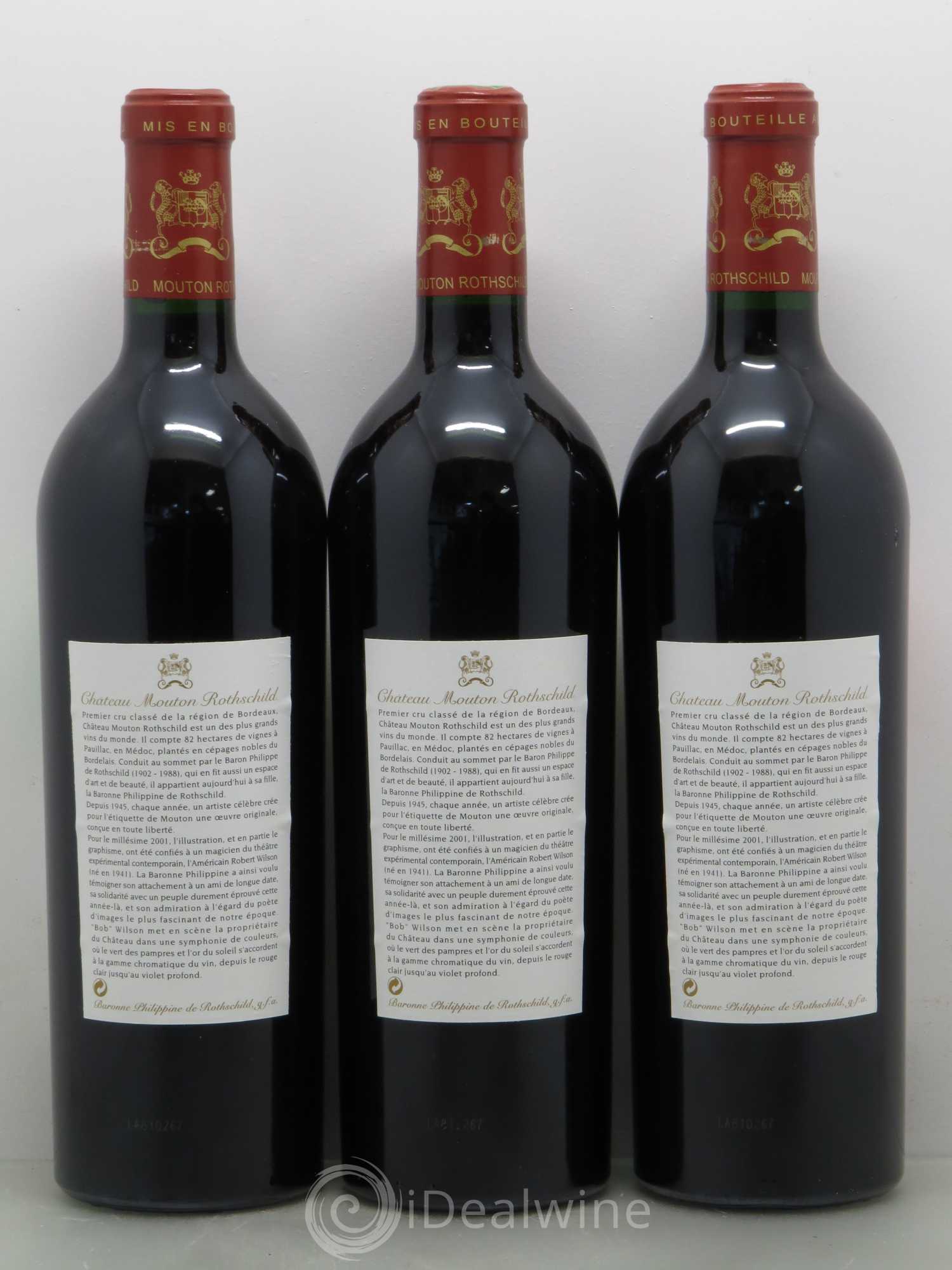 Château Mouton Rothschild 1er Grand Cru Classé 2001 - Lot de 12 bouteilles - 6