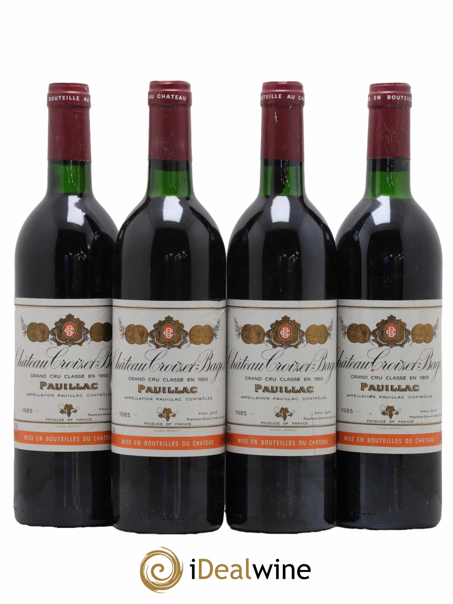 Château Croizet Bages 5ème Grand Cru Classé 1985 - Lot de 4 bouteilles - 0