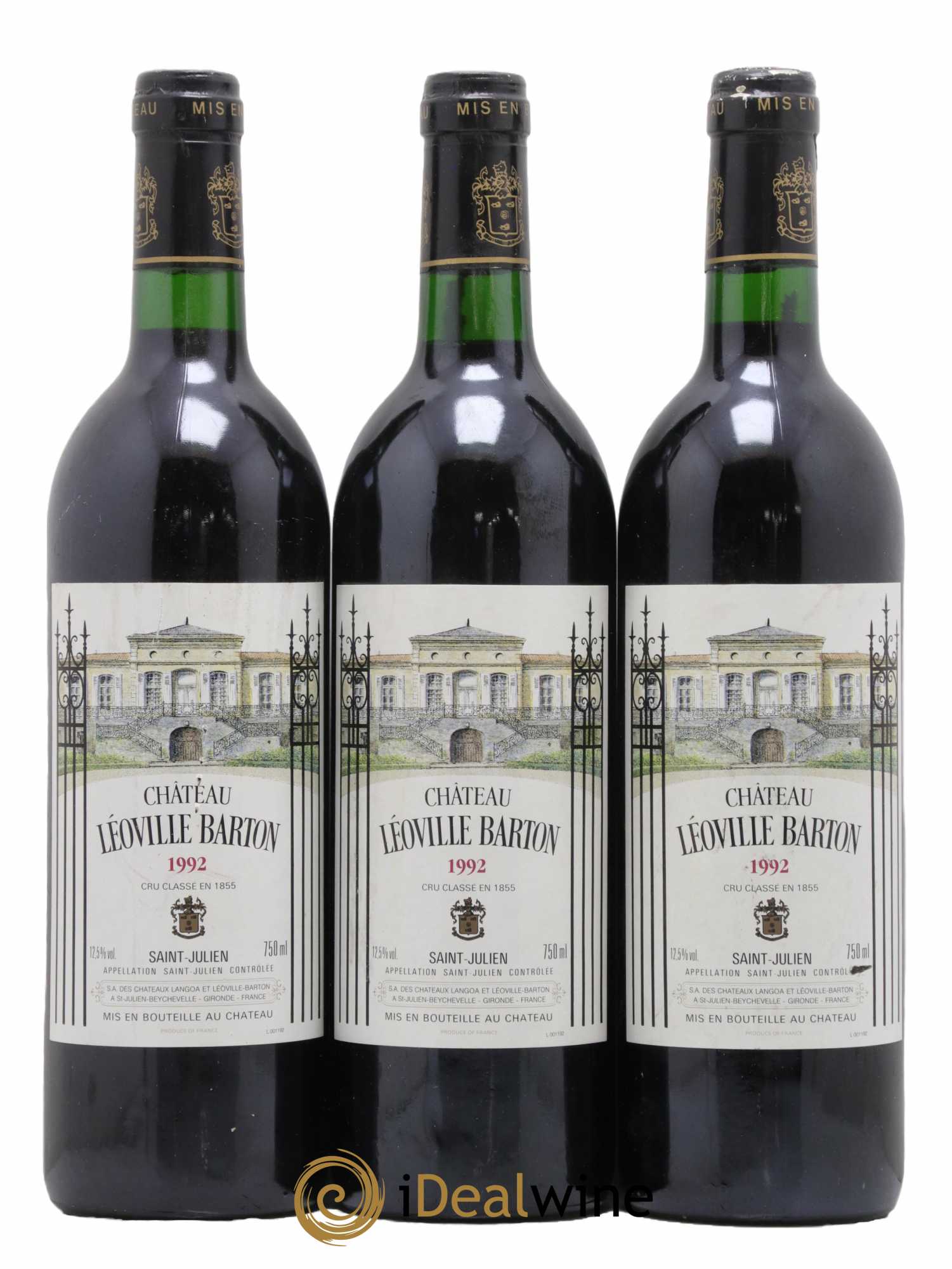 Château Léoville Barton 2ème Grand Cru Classé 1992 - Lot de 3 bouteilles - 0