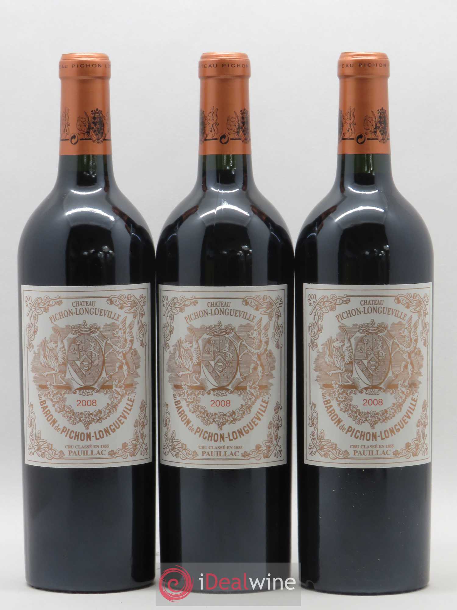 Pichon Longueville Baron 2ème Grand Cru Classé 2008 - Lot de 3 bouteilles - 0