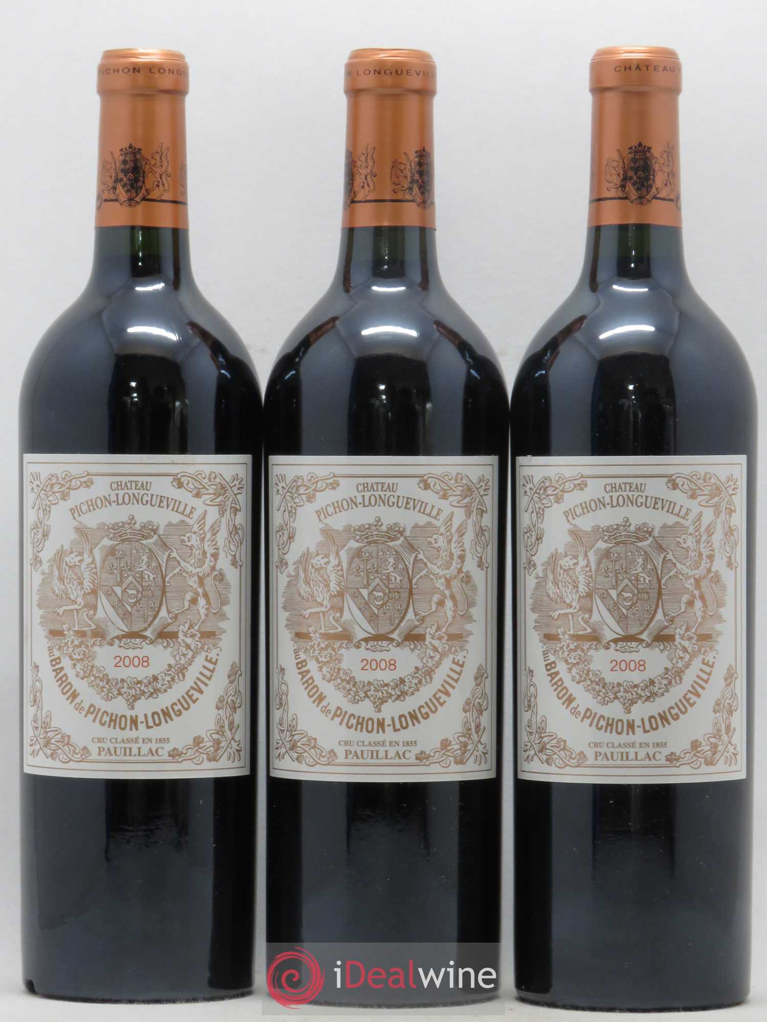 Pichon Longueville Baron 2ème Grand Cru Classé 2008 - Lot de 3 bouteilles - 0