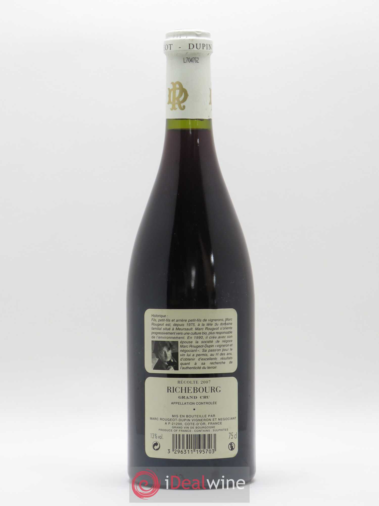 Richebourg Grand Cru Marc Rougeot-Dupin 2007 - Lot de 1 bouteille - 1