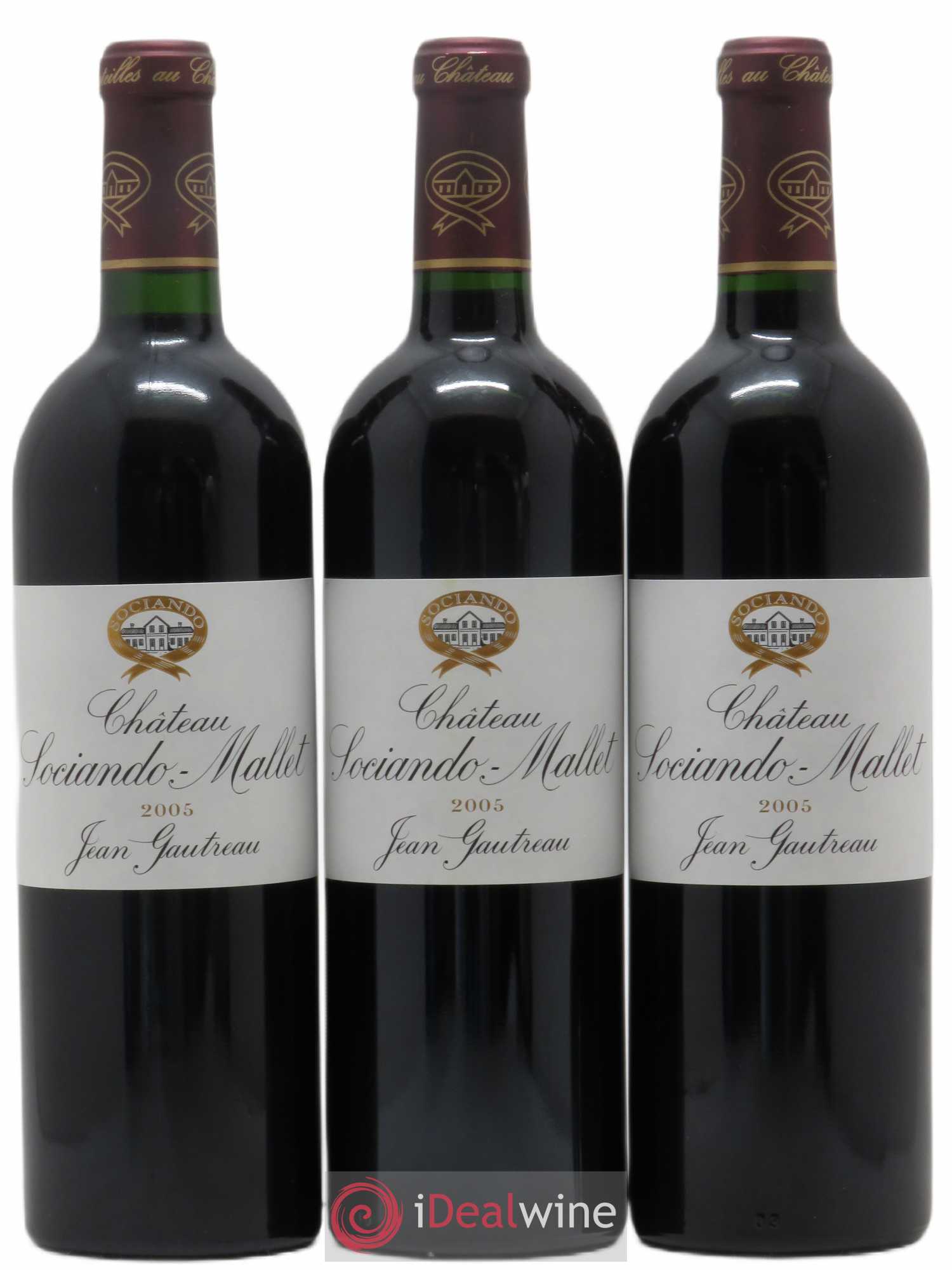 Château Sociando Mallet 2005 - Lot de 3 bouteilles - 0