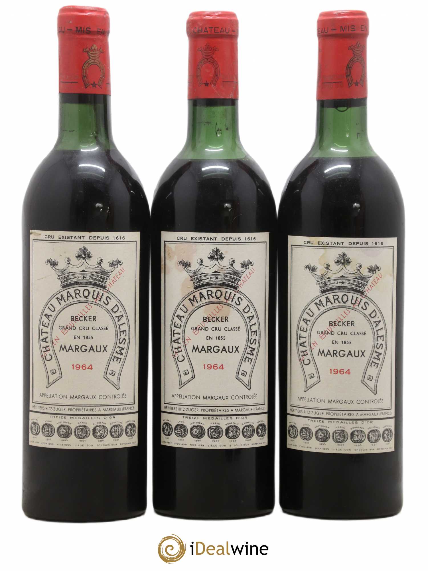 Château Marquis d'Alesme 1964 - Lot de 3 bouteilles - 0