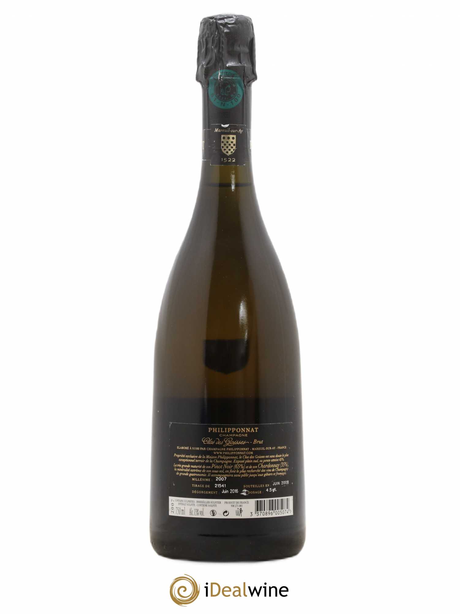 Clos des Goisses Philipponnat 2007 - Lot de 1 bouteille - 1