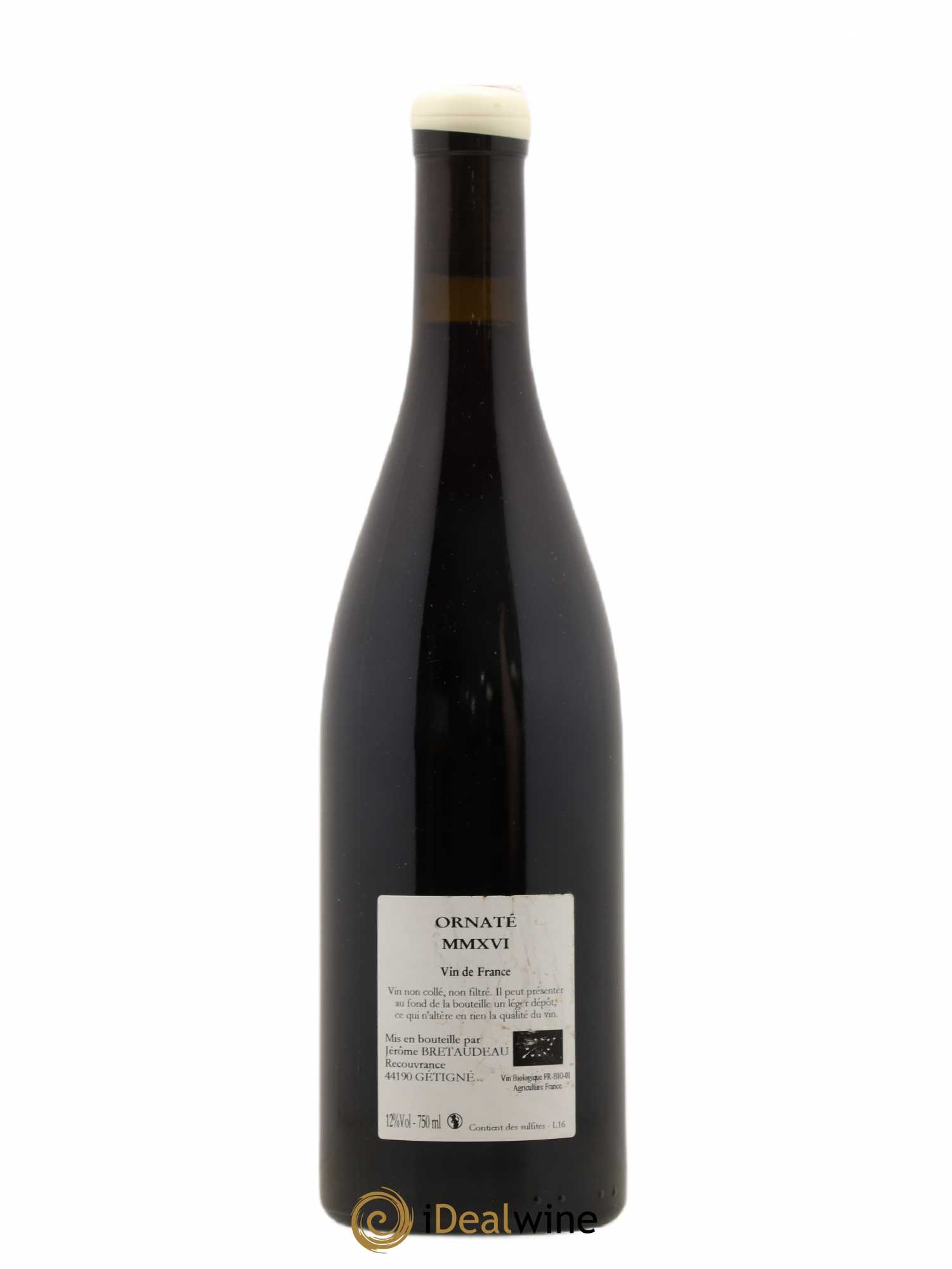 Vin de France Merlot Ornaté Jérôme Bretaudeau - Domaine de Bellevue 2016 - Lot de 1 bouteille - 1