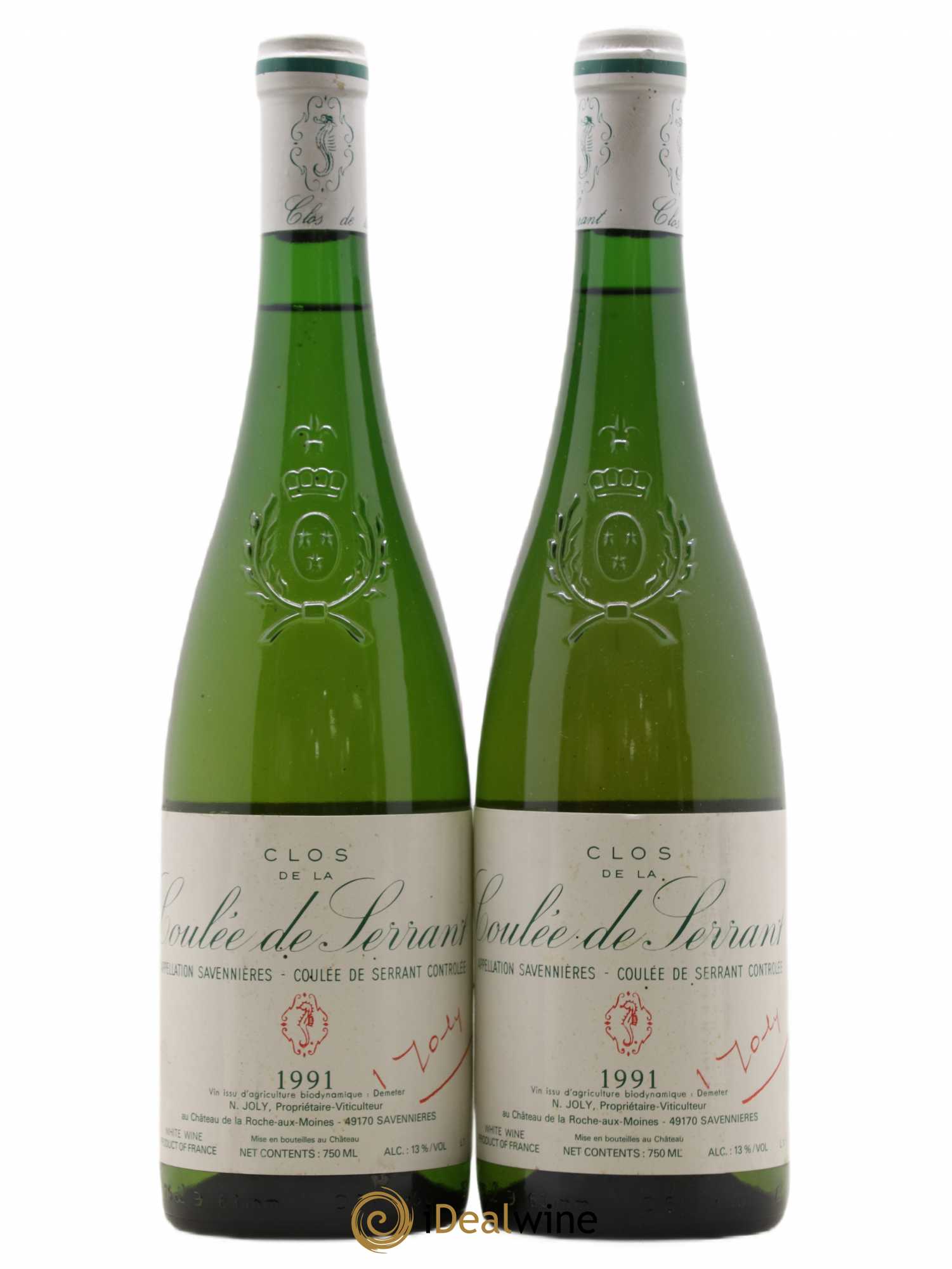 Savennières Clos de la Coulée de Serrant Vignobles de la Coulée de Serrant - Nicolas Joly 1991 - Lot de 2 bouteilles - 0
