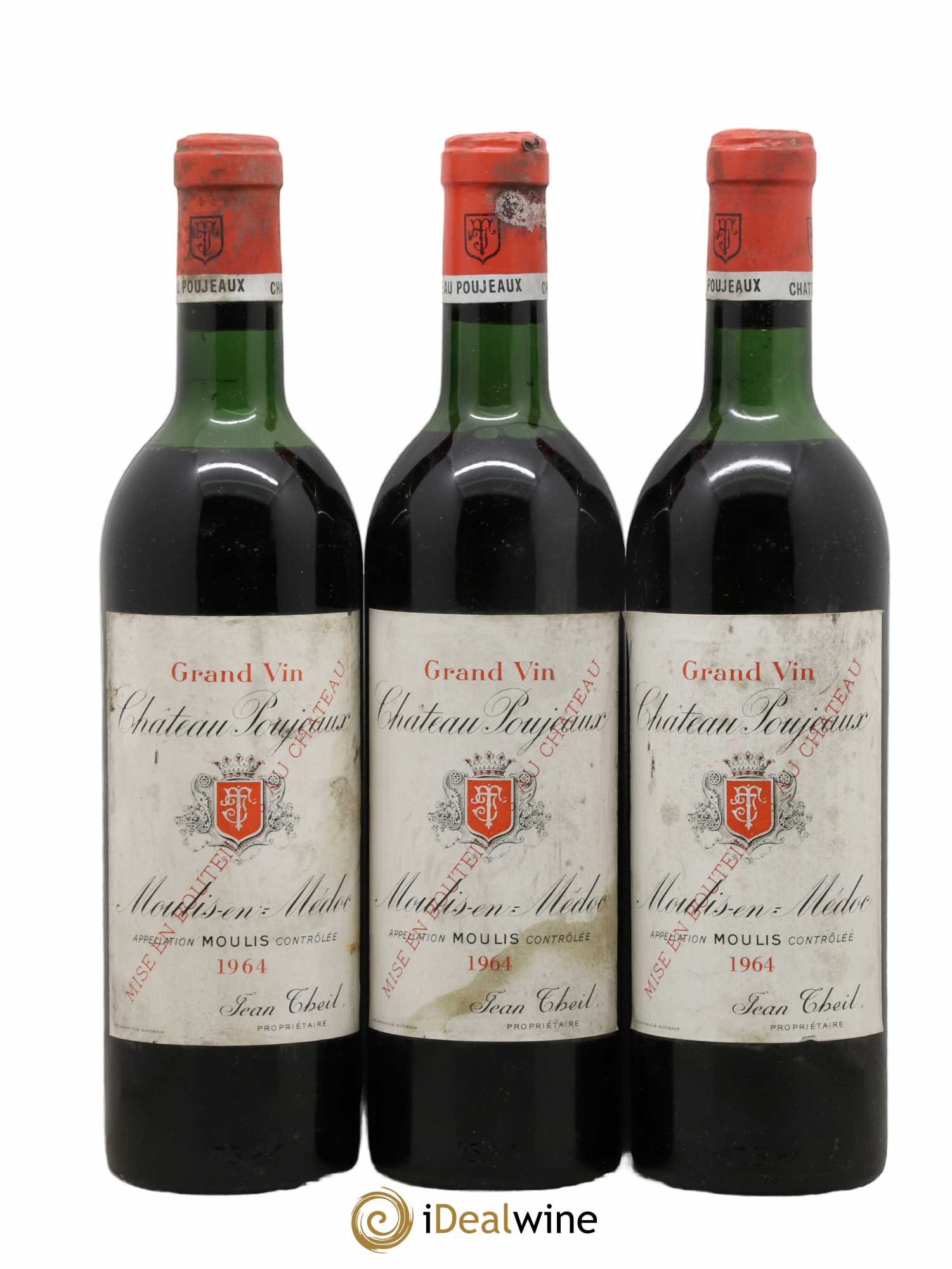 Château Poujeaux 1964 - Lot de 3 bouteilles - 0