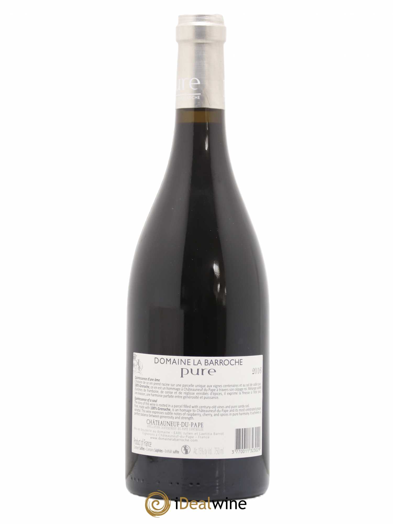 Châteauneuf-du-Pape Cuvée Pure Domaine La Barroche 2016 - Lot de 1 bouteille - 1