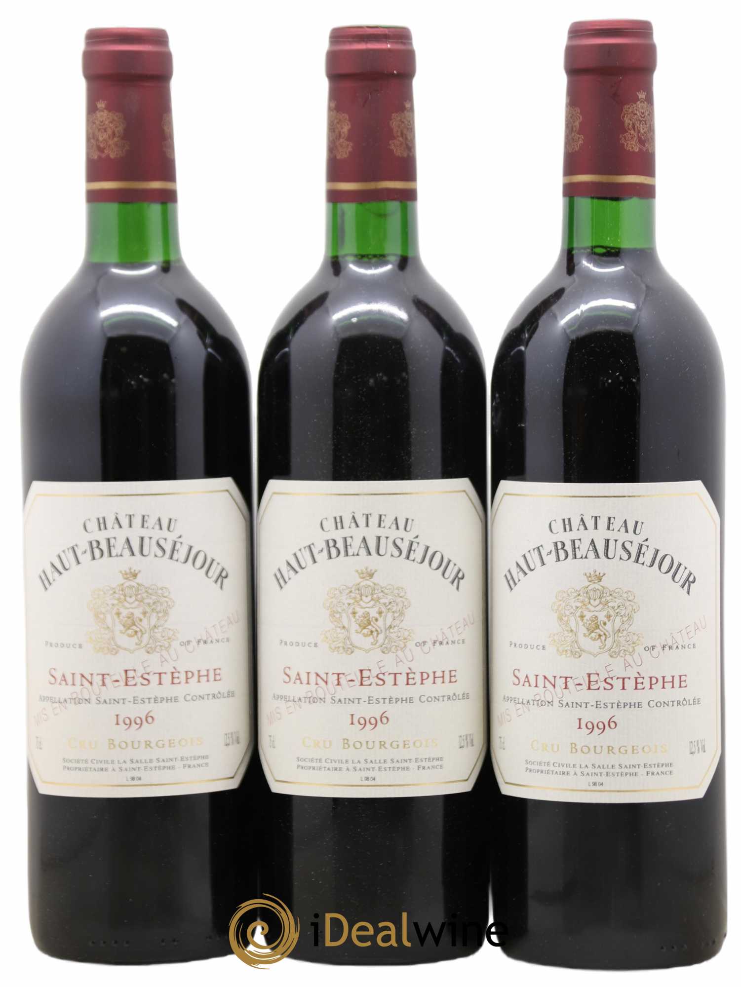 Château Haut Beauséjour Cru Bourgeois 1996 - Lot de 3 bouteilles - 0