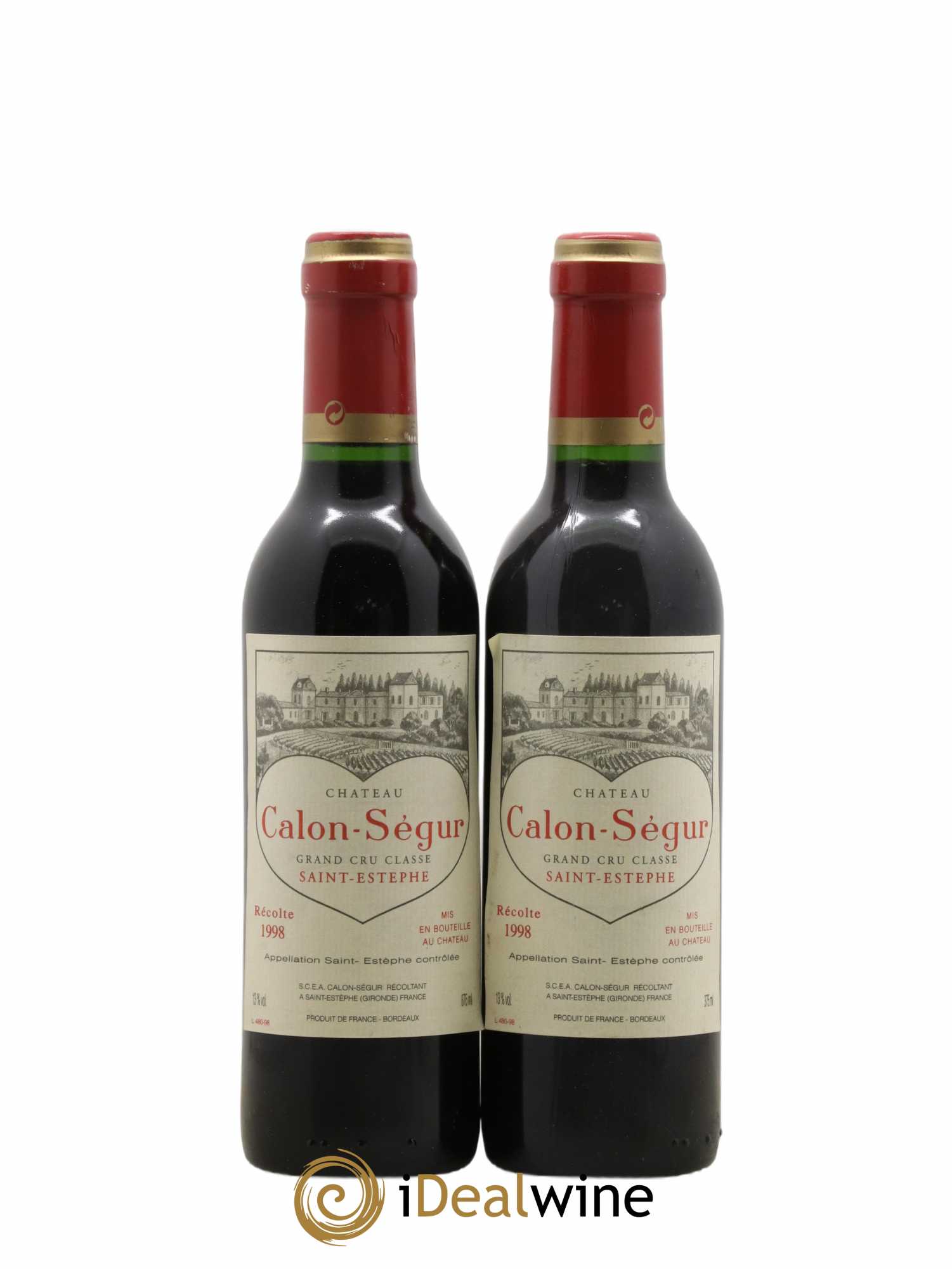 Château Calon Ségur 3ème Grand Cru Classé 1998 - Lot de 2 demi bouteilles - 0