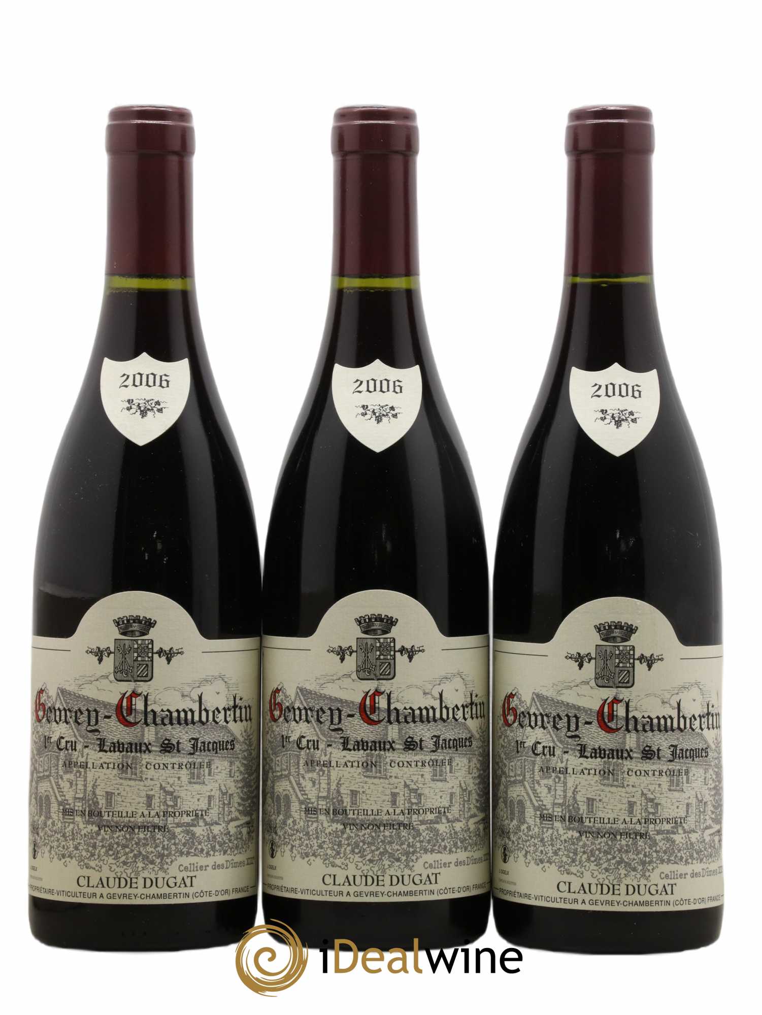 Gevrey-Chambertin 1er Cru Lavaux Saint-Jacques Claude Dugat 2006 - Lot de 3 bouteilles - 0