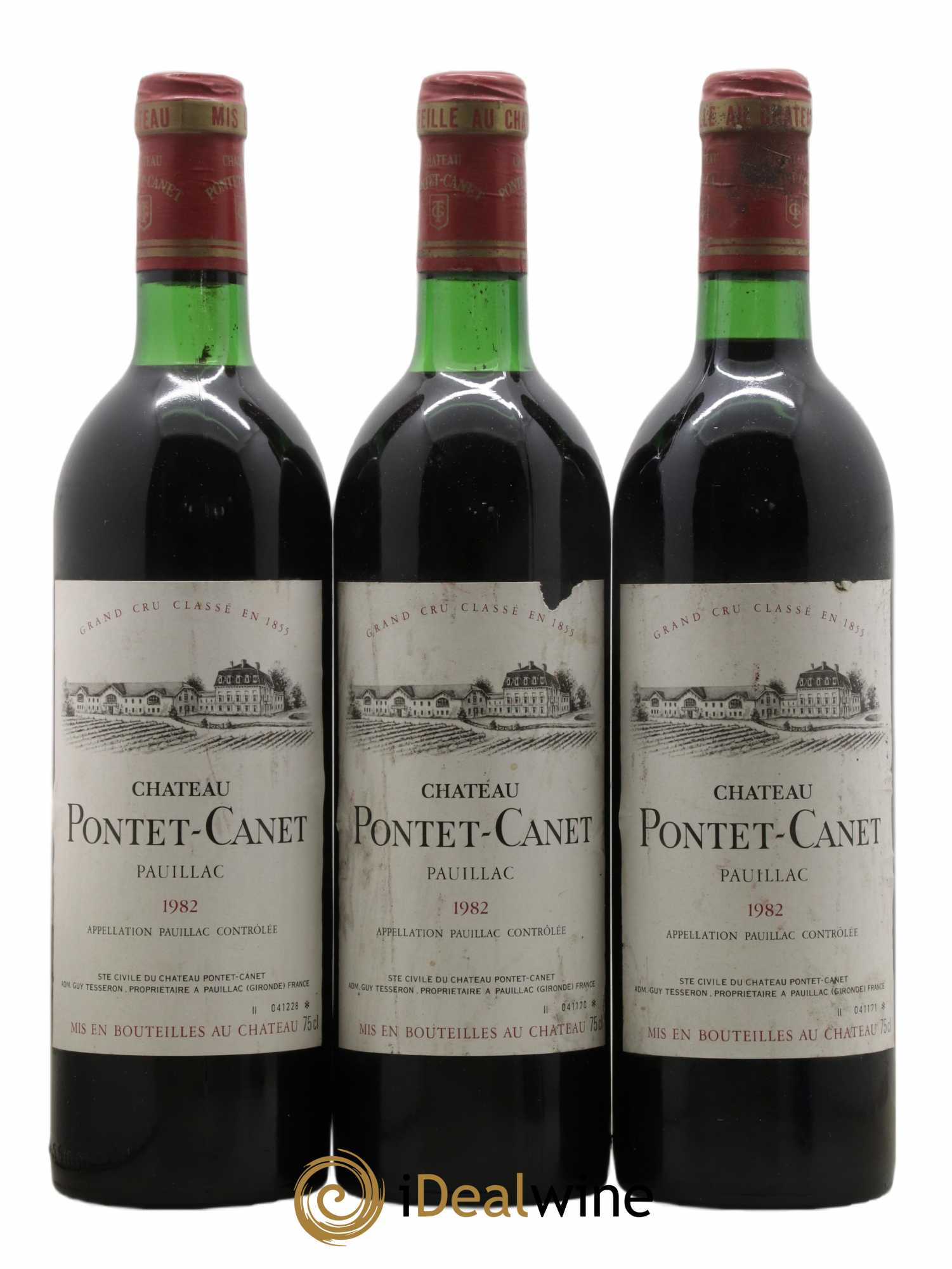 Château Pontet Canet 5ème Grand Cru Classé 1982 - Lot de 3 bouteilles - 0