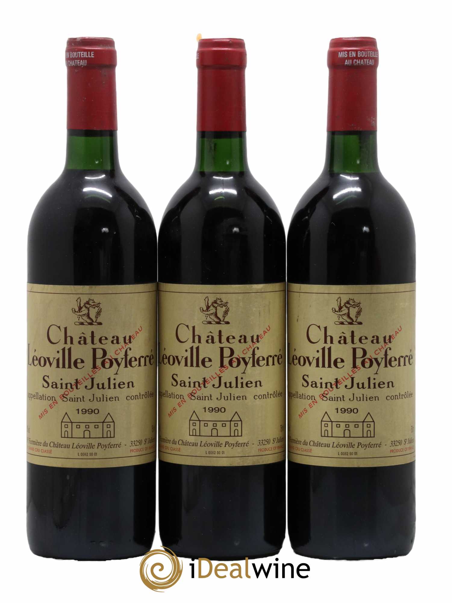 Château Léoville Poyferré 2ème Grand Cru Classé 1990 - Lot de 3 bouteilles - 0
