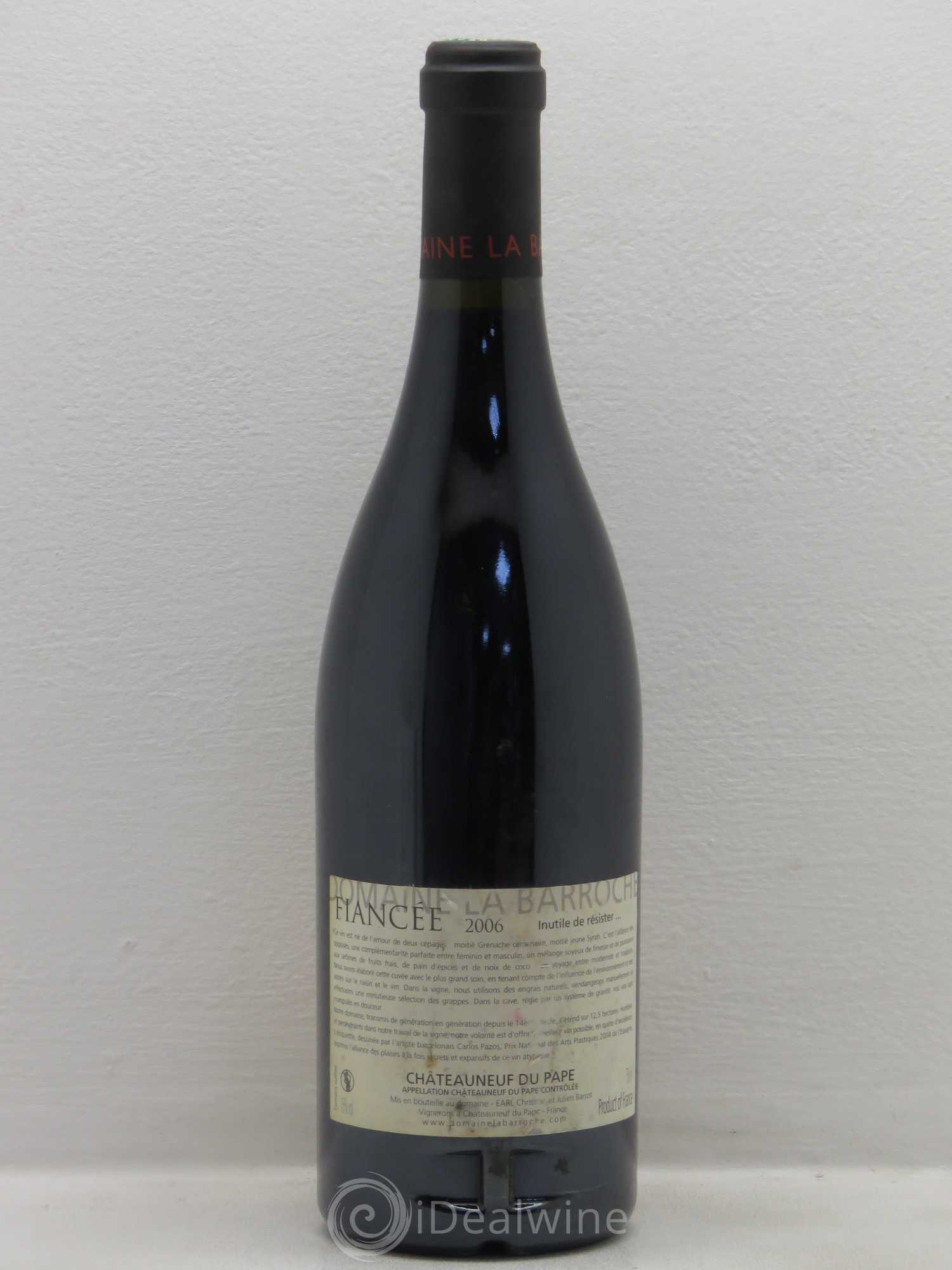 Châteauneuf-du-Pape La Barroche (Domaine de) Cuvée Fiancée Julien Barrot 2006 - Lot de 1 bouteille - 1