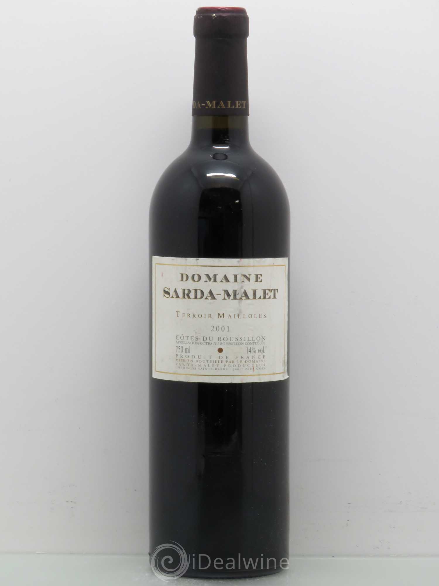 Côtes du Roussillon Domaine Sarda-Malet Terroir de Mailloles Jérôme Malet 2001 - Lot de 1 bouteille - 0