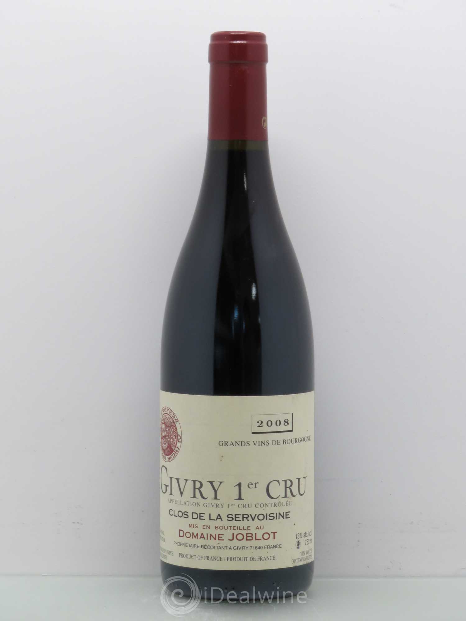 Givry 1er Cru Servoisine Joblot (Domaine) 2008 - Lot de 1 bouteille - 0