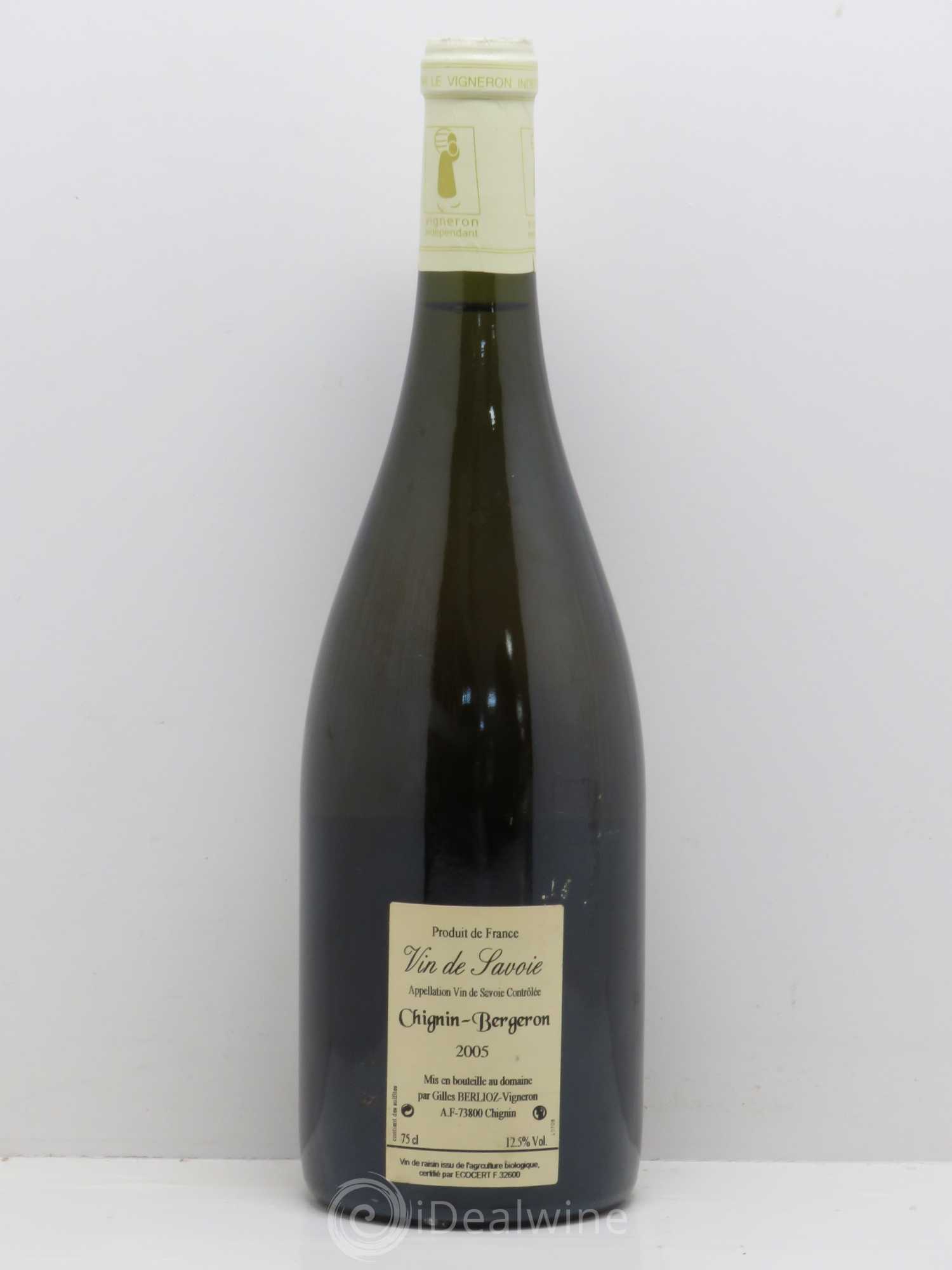 Vin de Savoie Chignin Gilles Berlioz Bergeron 2005 - Lot de 1 bouteille - 1