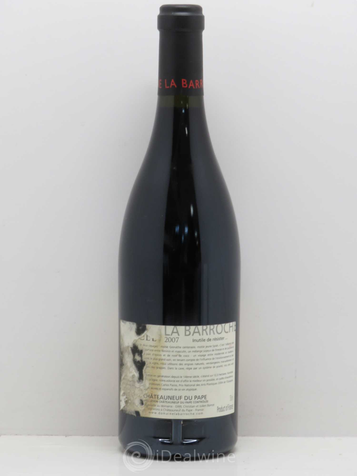 Châteauneuf-du-Pape La Barroche (Domaine de) Cuvée Fiancée Julien Barrot 2007 - Lot de 1 bouteille - 1