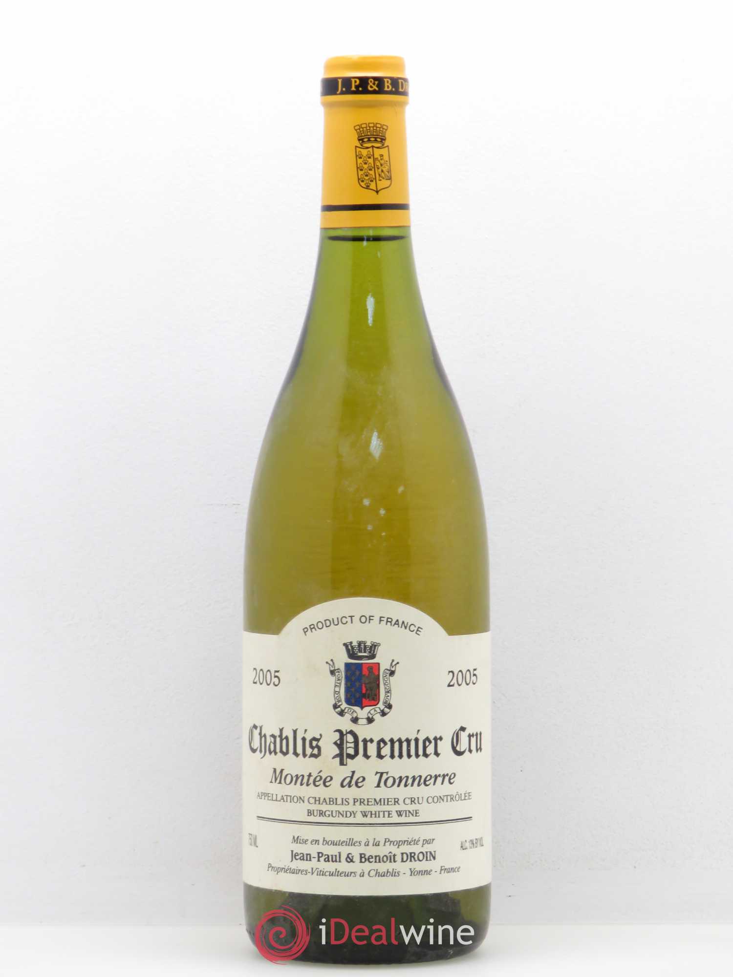 Chablis 1er Cru Montée de Tonnerre Jean-Paul & Benoît Droin (Domaine) 2005 - Lot de 1 bouteille - 0