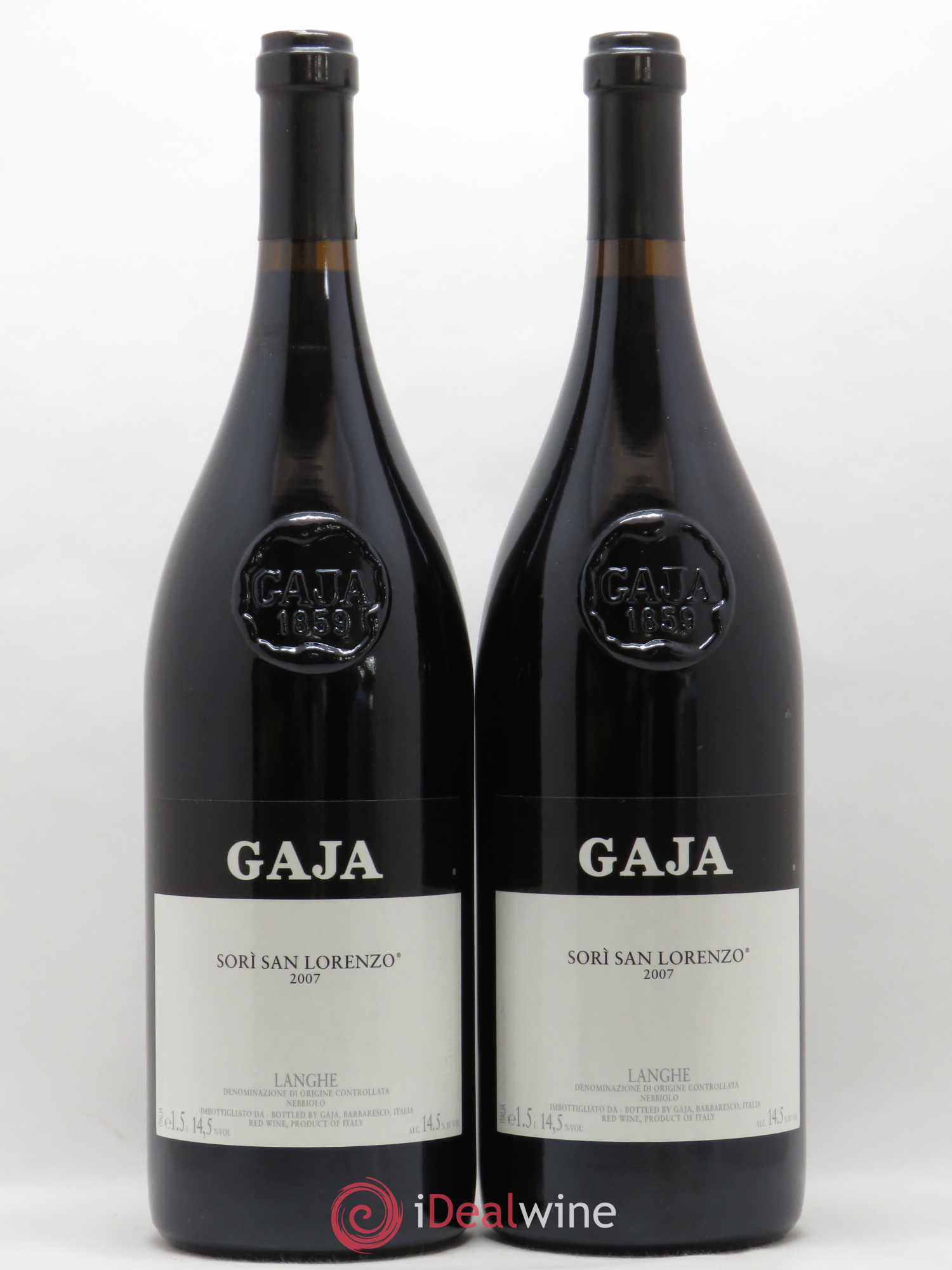 Langhe DOC Sori San Lorenzo Angelo Gaja Nebbiolo 2007 - Lot de 2 magnums - 0