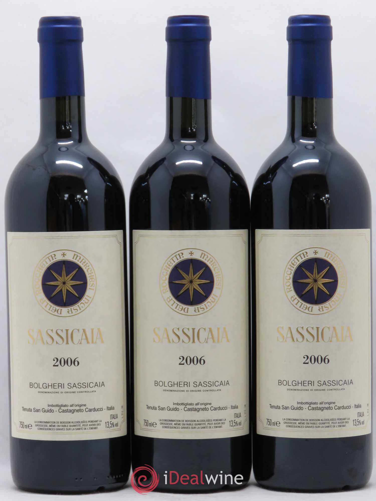 Bolgheri DOC Sassicaia Tenuta San Guido 2006 - Lot de 3 bouteilles - 0