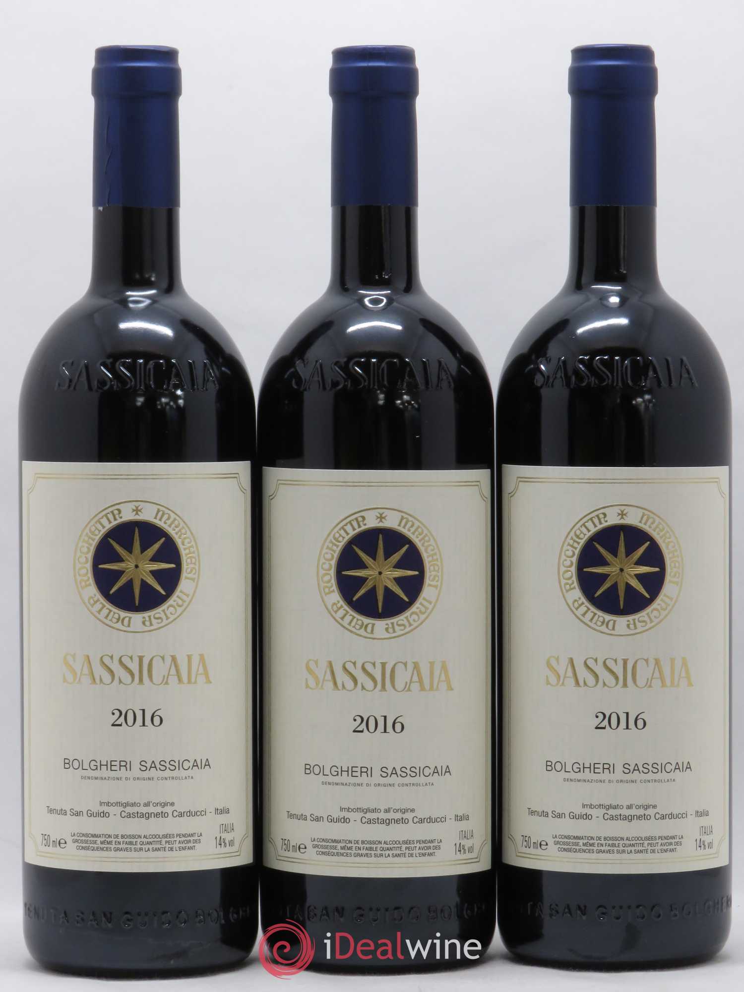Bolgheri DOC Sassicaia Tenuta San Guido 2016 - Lot de 3 bouteilles - 0