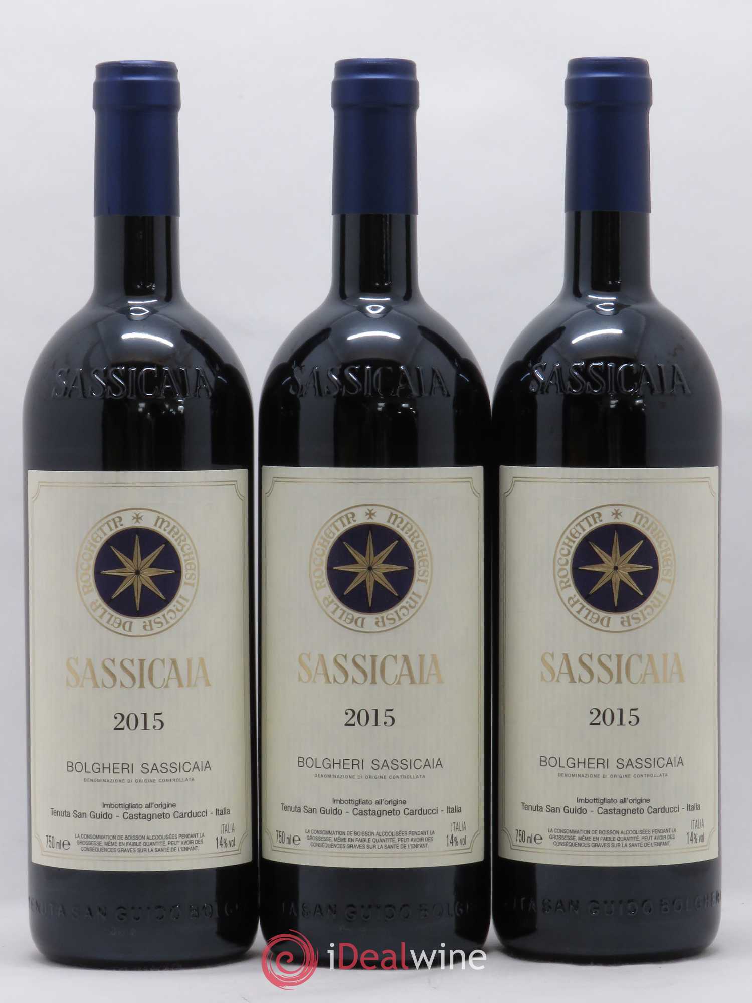 Bolgheri DOC Sassicaia Tenuta San Guido 2015 - Lot de 3 bouteilles - 0