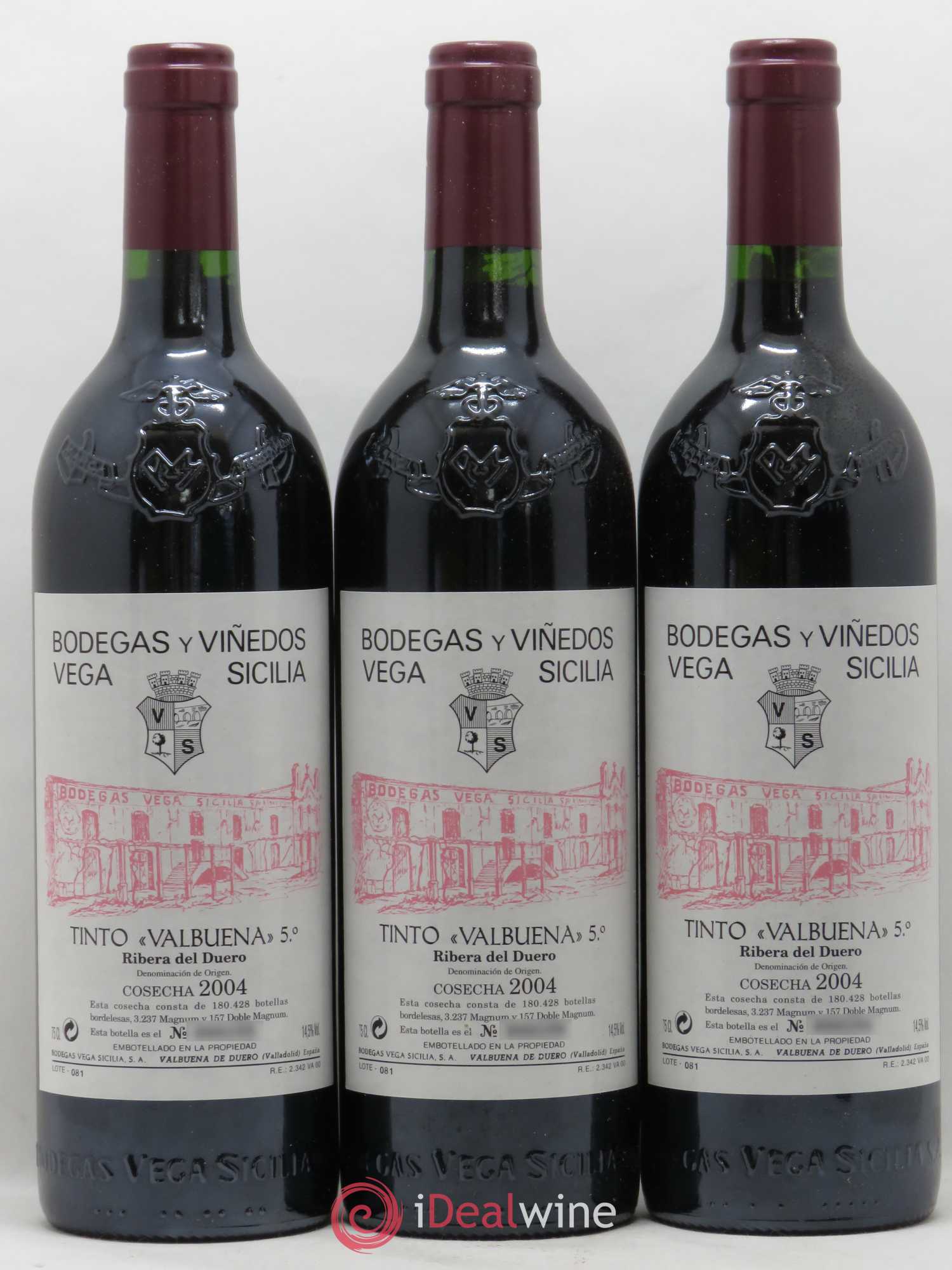 Ribera Del Duero DO Vega Sicilia Valbuena 5 ano Famille Alvarez 2004 - Lot de 6 bouteilles - 1