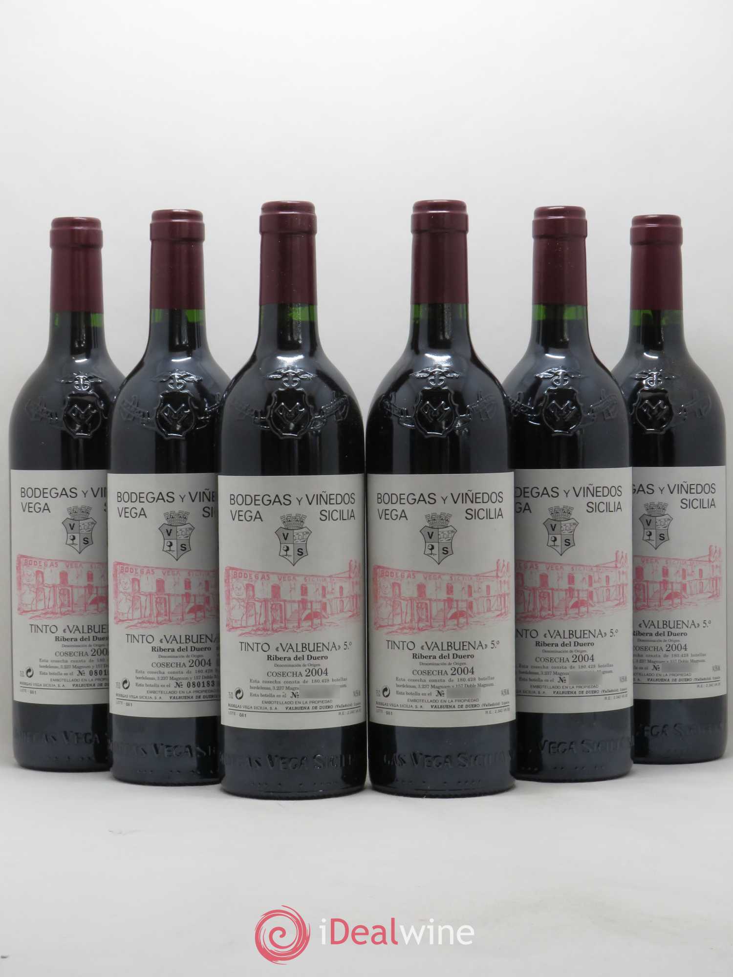 Ribera Del Duero DO Vega Sicilia Valbuena 5 ano Famille Alvarez 2004 - Lot de 6 bouteilles - 0