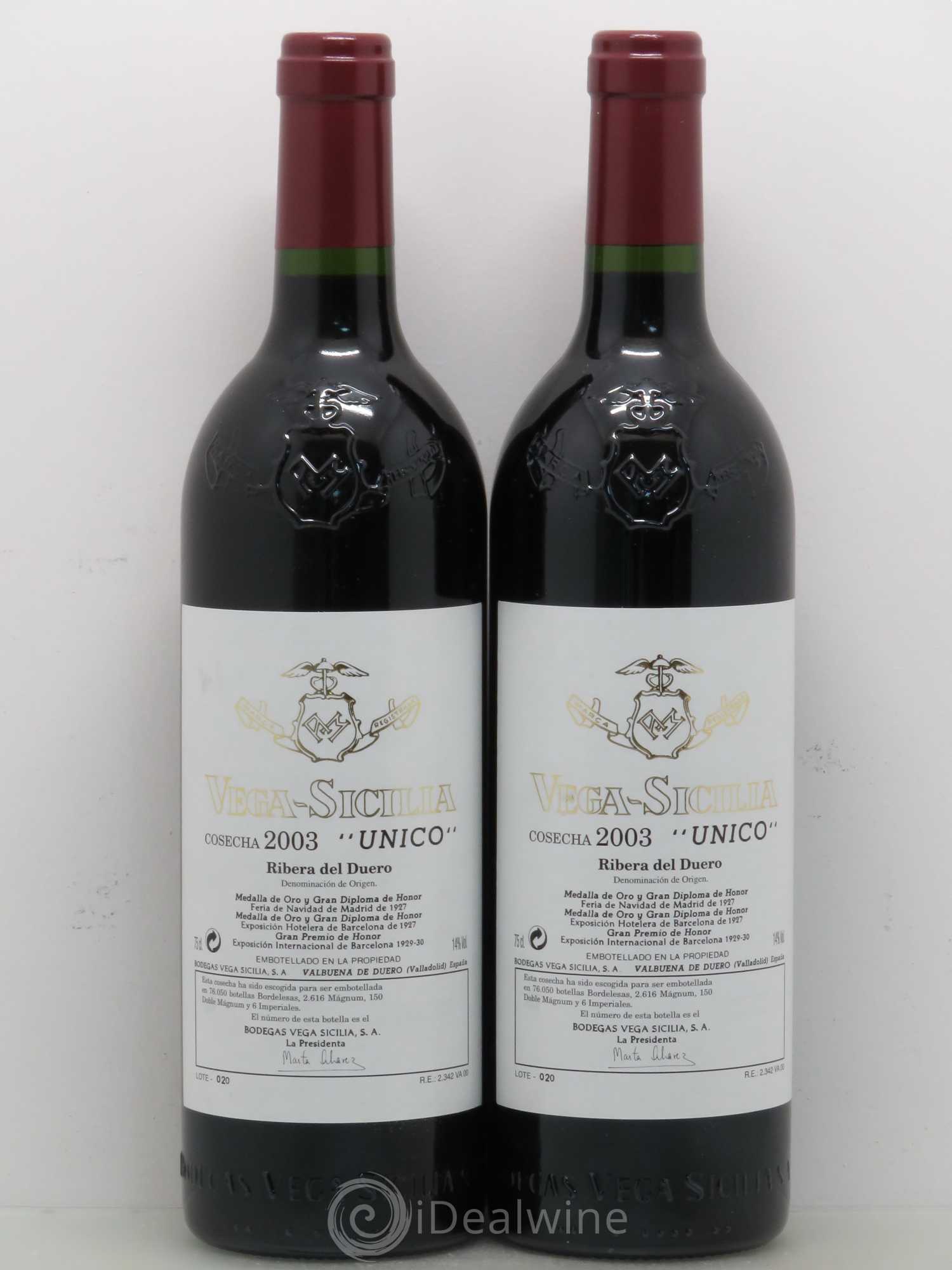 Ribera Del Duero DO Vega Sicilia Unico Famille Alvarez 2003 - Lot de 2 bouteilles - 0