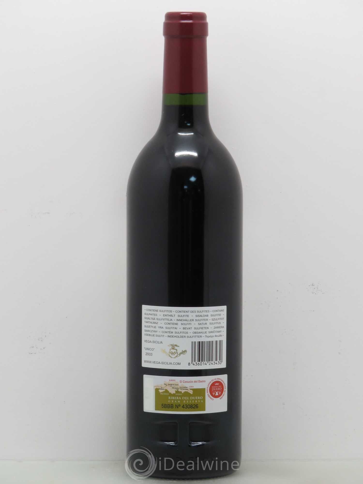 Ribera Del Duero DO Vega Sicilia Unico Famille Alvarez 2003 - Lot de 1 bouteille - 1