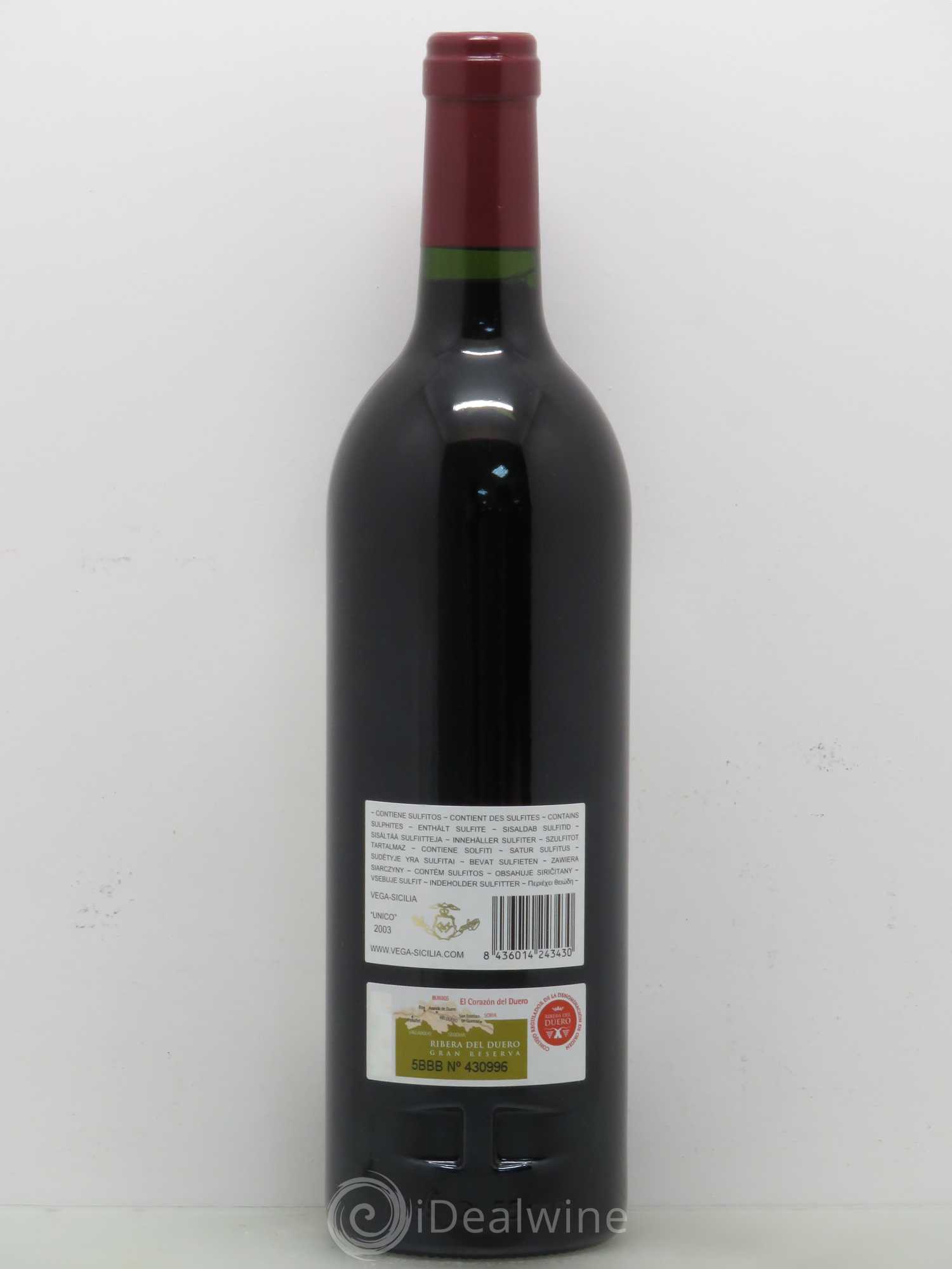 Ribera Del Duero DO Vega Sicilia Unico Famille Alvarez 2003 - Lot de 1 bouteille - 1