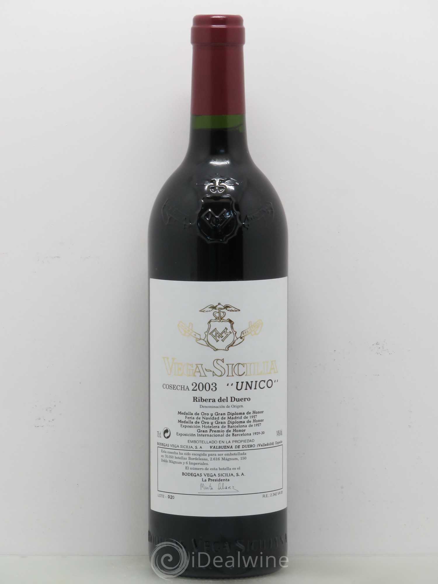 Ribera Del Duero DO Vega Sicilia Unico Famille Alvarez 2003 - Lot de 1 bouteille - 0