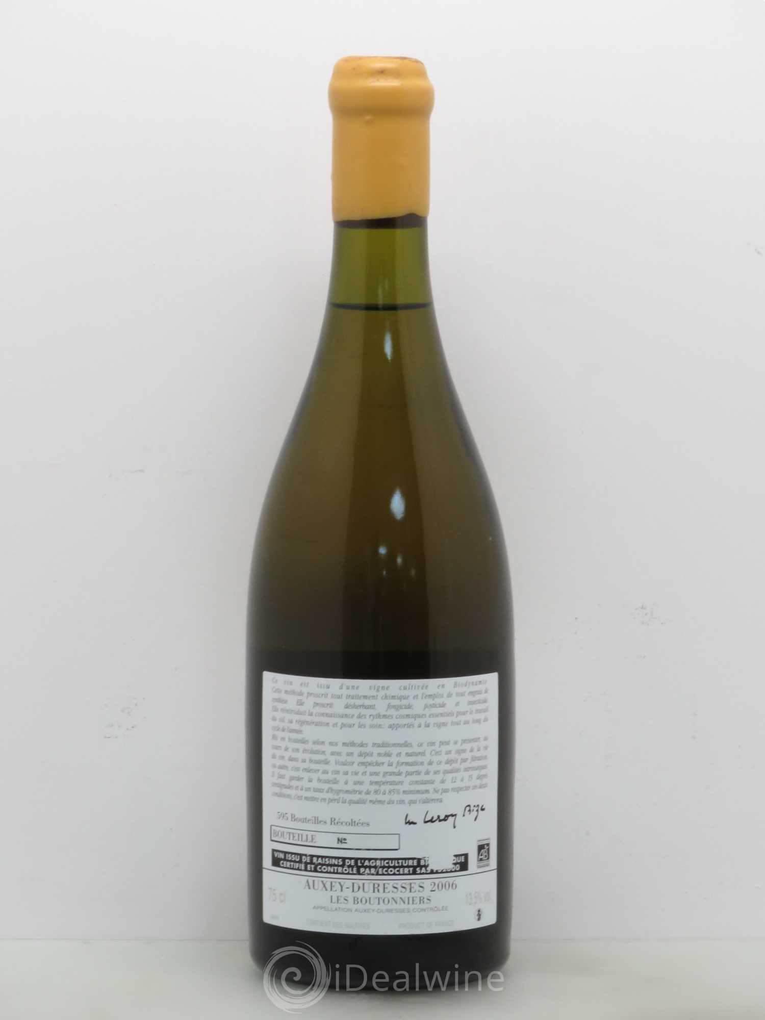 Auxey-Duresses 1er Cru Les Boutonniers Domaine D'Auvenay 2006 - Posten von 1 Flasche - 1