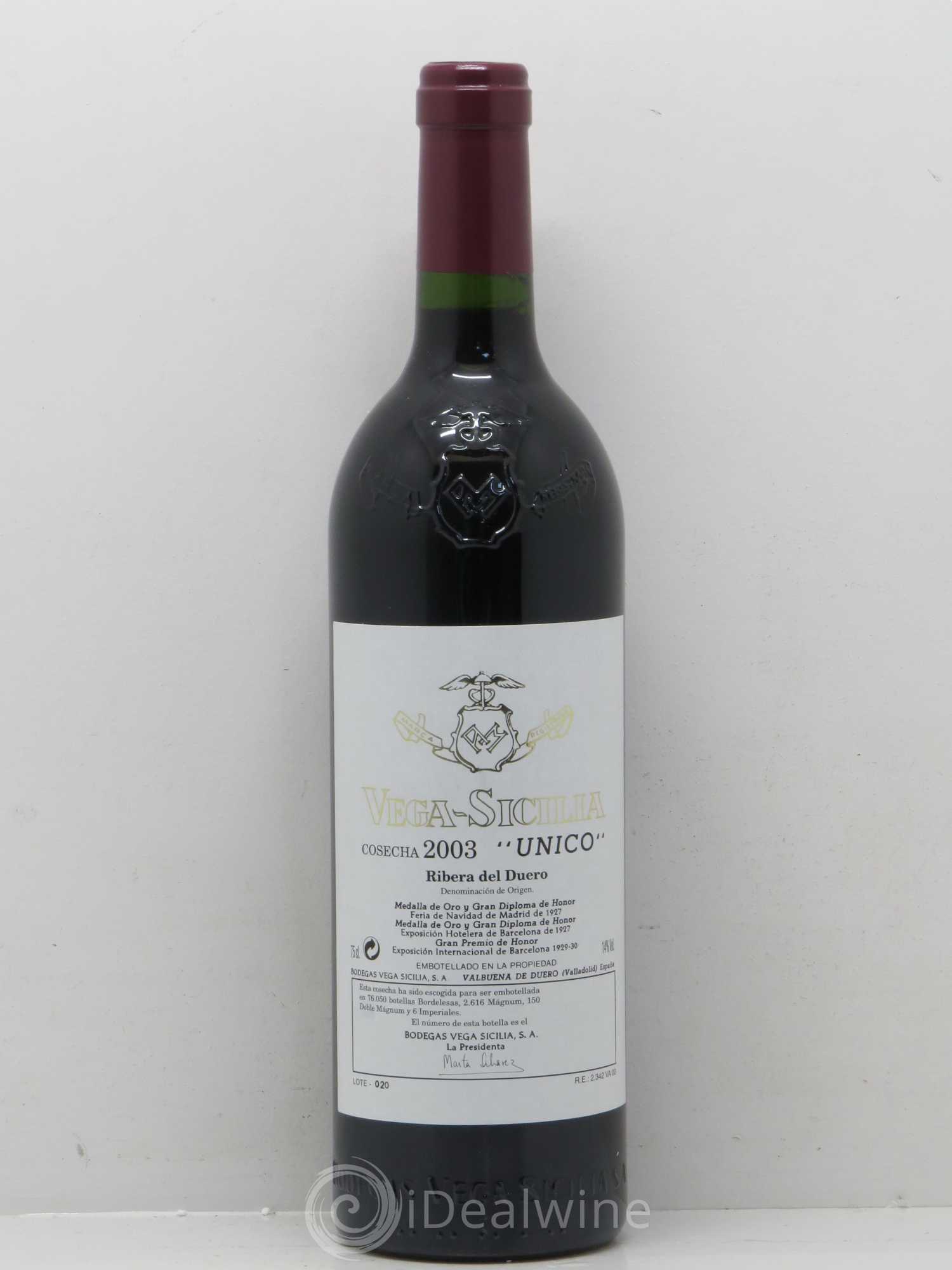Ribera Del Duero DO Vega Sicilia Unico Famille Alvarez 2003 - Lot de 1 bouteille - 0