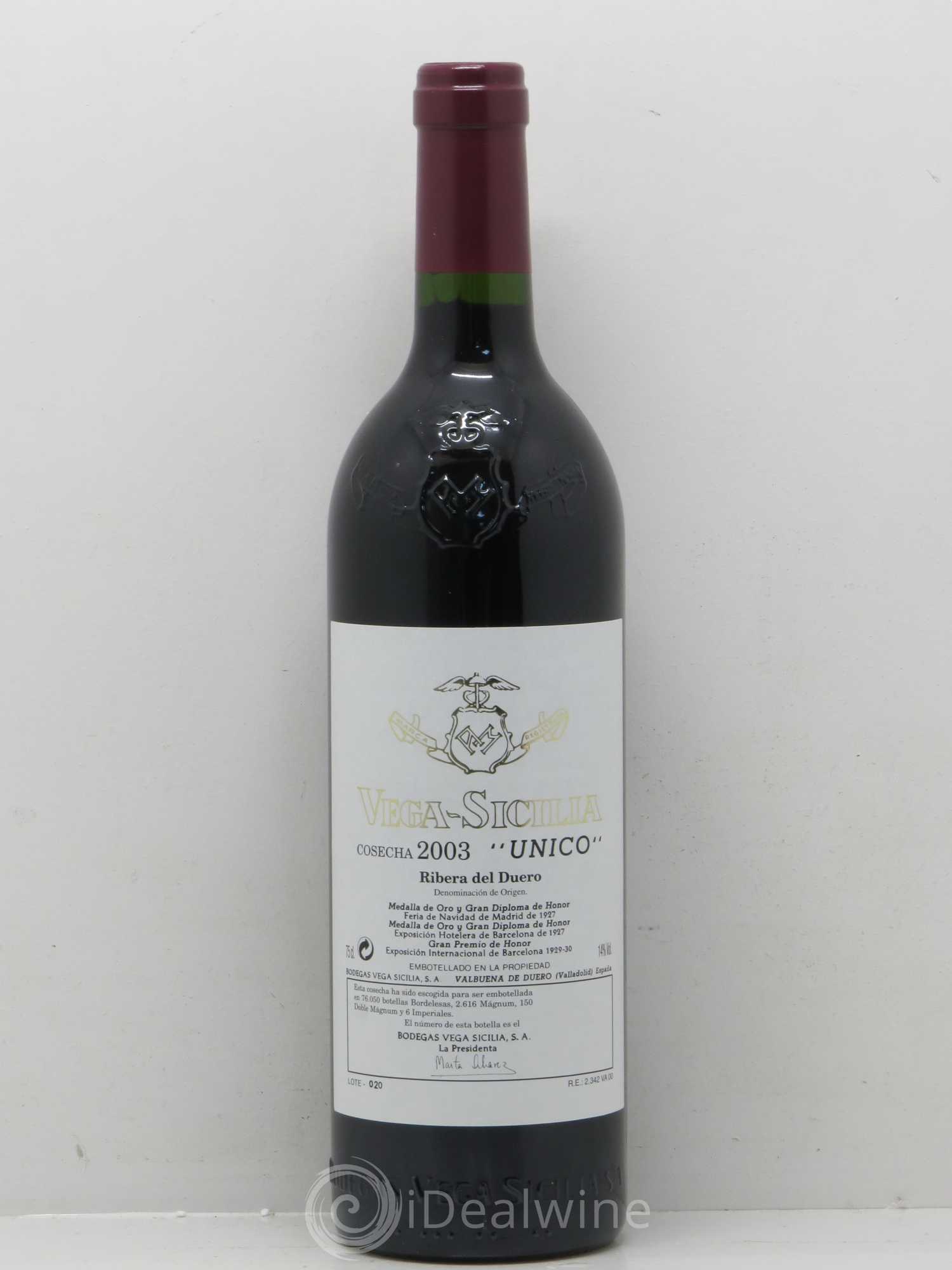 Ribera Del Duero DO Vega Sicilia Unico Famille Alvarez 2003 - Lot de 1 bouteille - 0