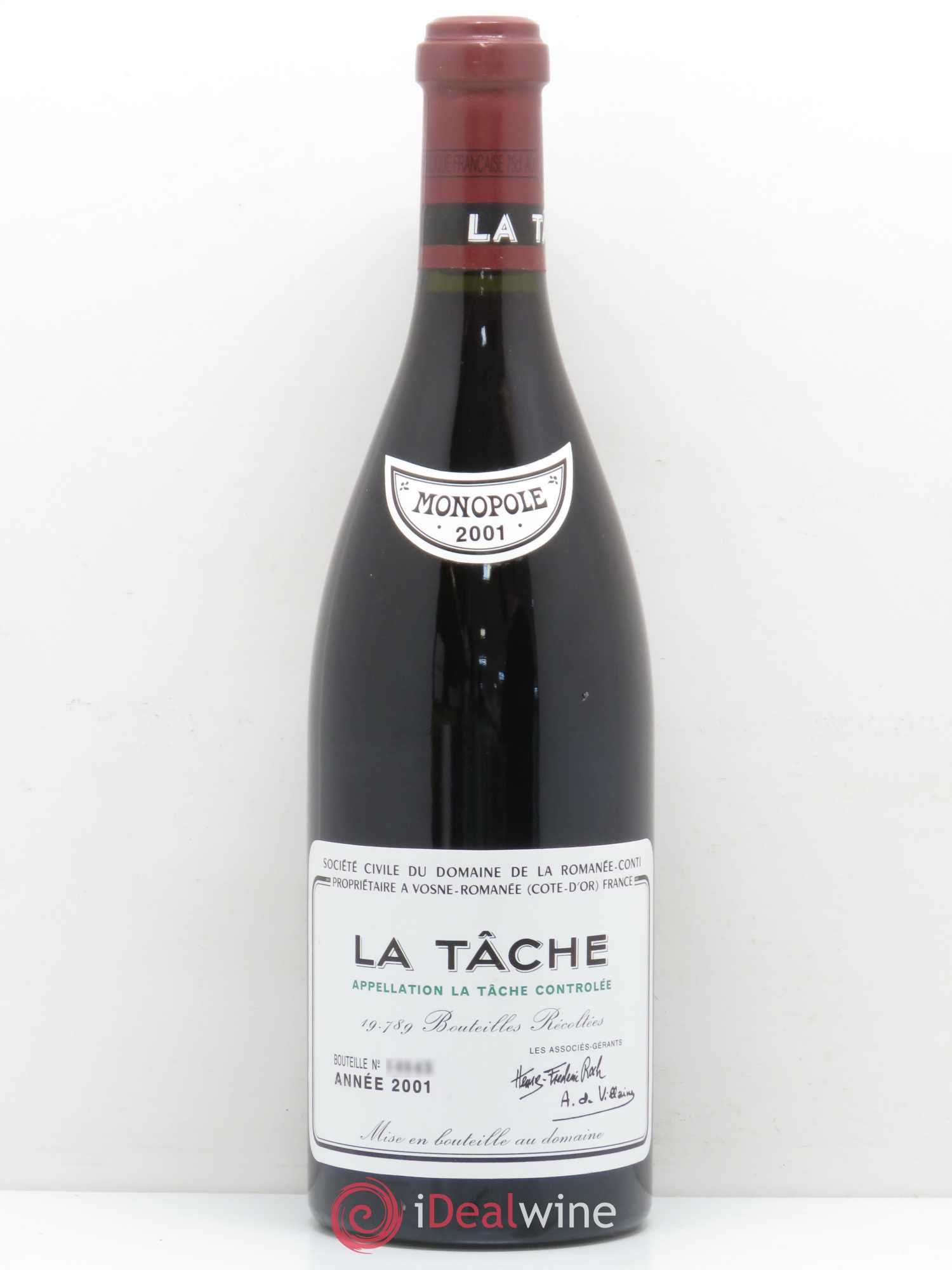 La Tâche Grand Cru Domaine de la Romanée-Conti 2001 - Lot de 1 bouteille - 0