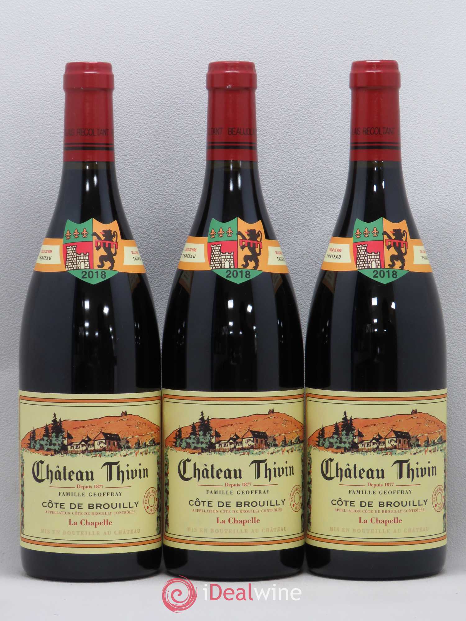 Côte de Brouilly Cuvée La Chapelle Château Thivin (sans prix de réserve) 2018 - Lot de 3 bouteilles - 0