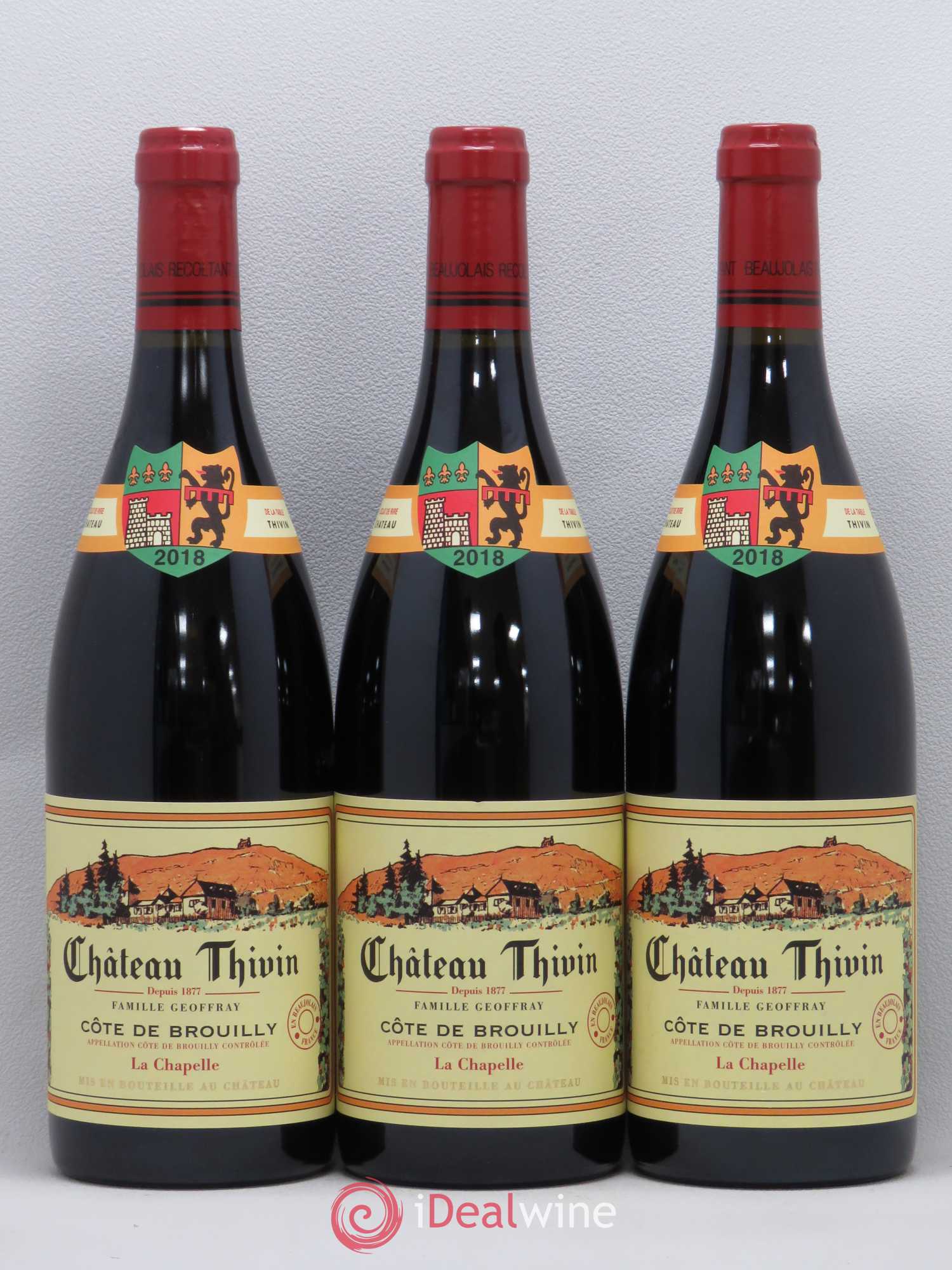 Côte de Brouilly Cuvée La Chapelle Château Thivin (sans prix de réserve) 2018 - Lot de 3 bouteilles - 0