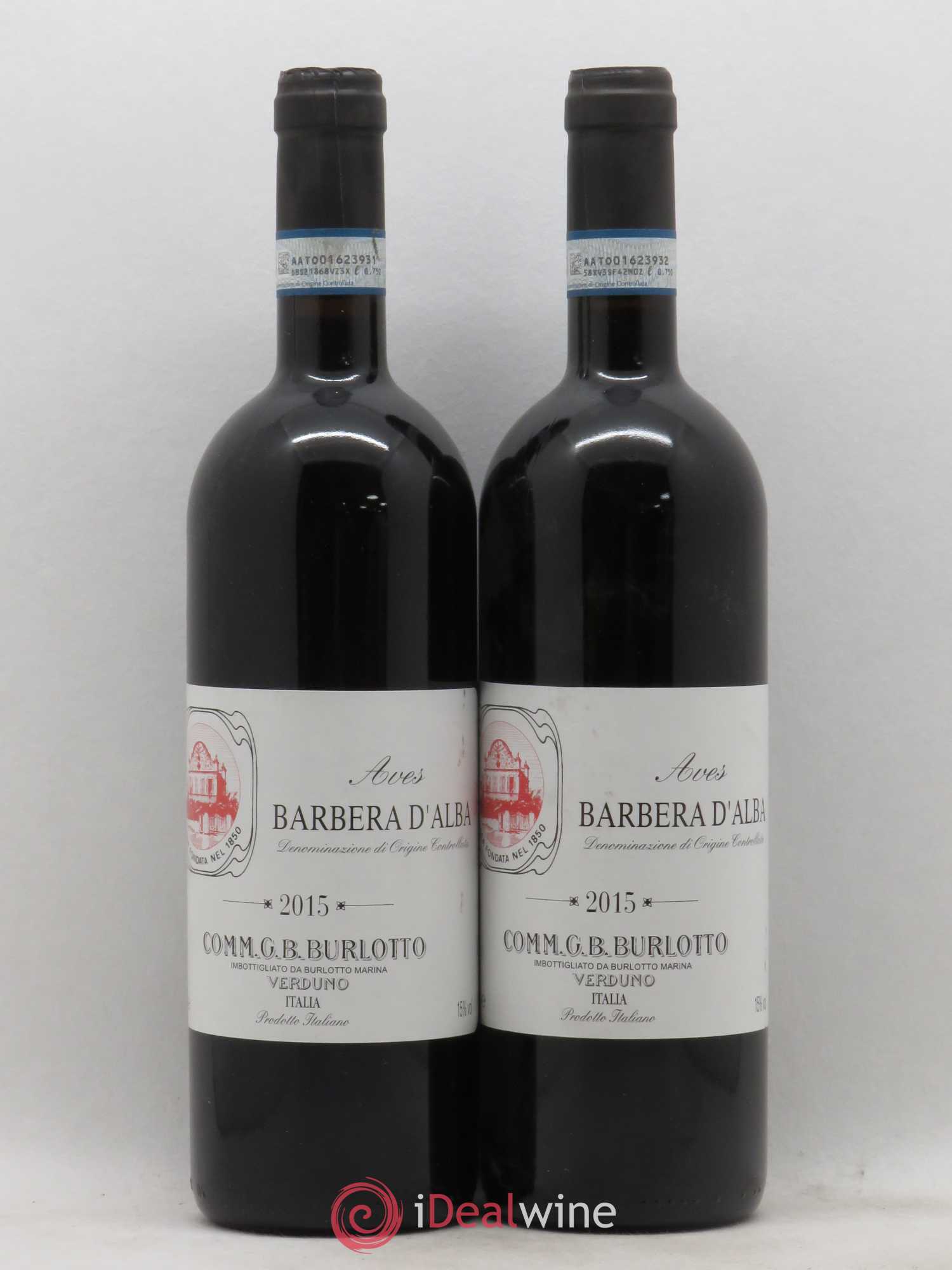 Barbera d'Alba DOC Aves Comm. Giovan Battista Burlotto 2015 - Lot de 2 bouteilles - 0