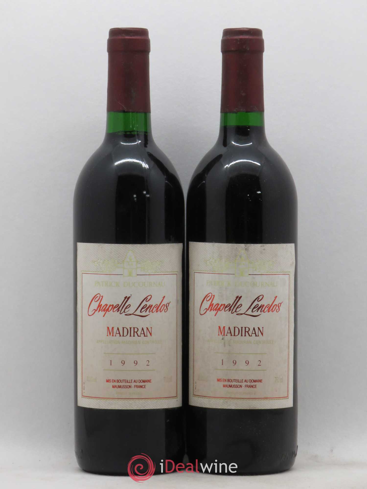 Madiran Chapelle-Lenclos (sans prix de réserve) 1992 - Posten von 2 Flaschen - 0