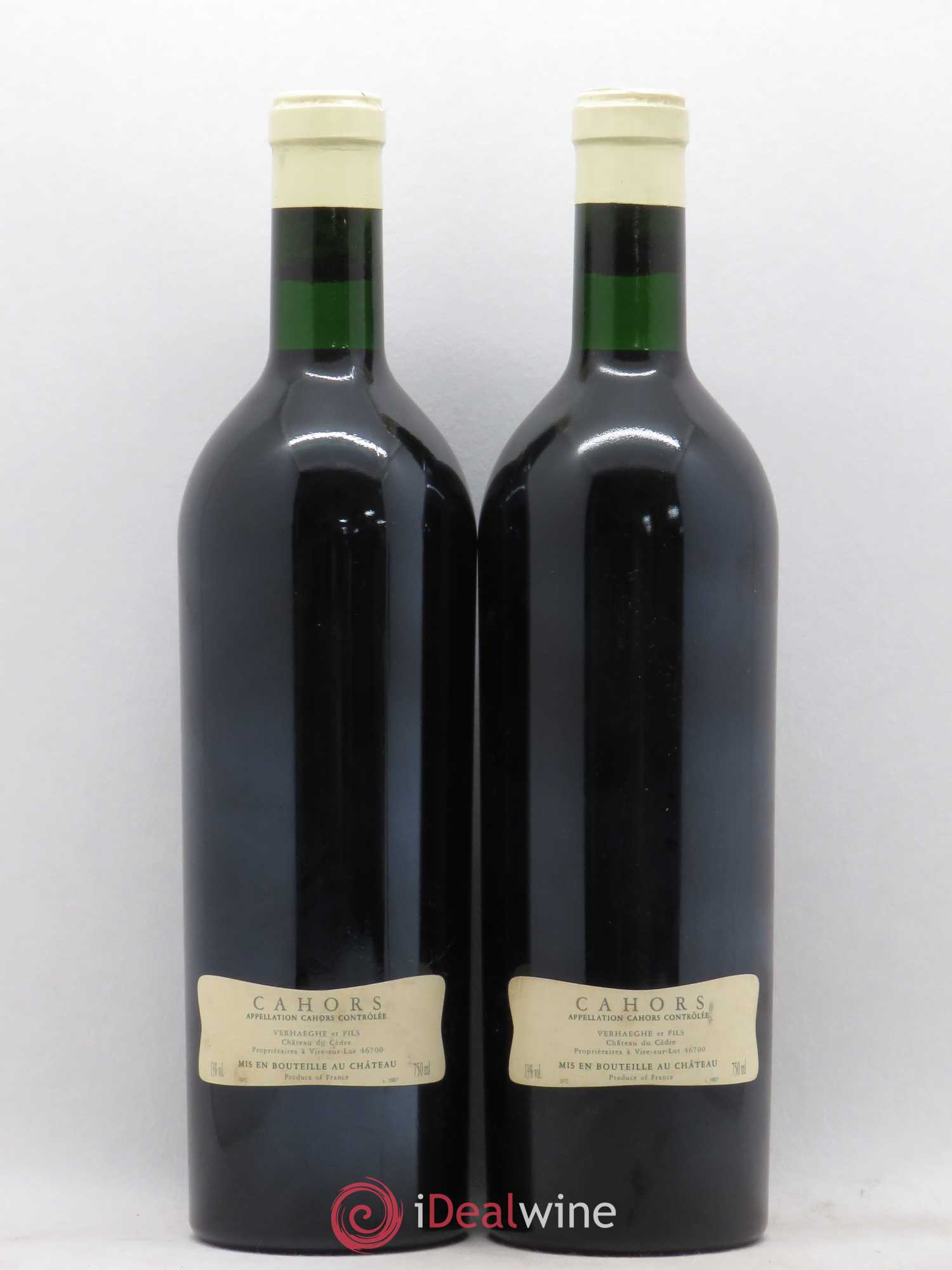 Cahors Château du Cèdre Cuvée Le Cèdre Pascal et Jean-Marc Verhaeghe 1996 - Lot de 2 bouteilles - 1